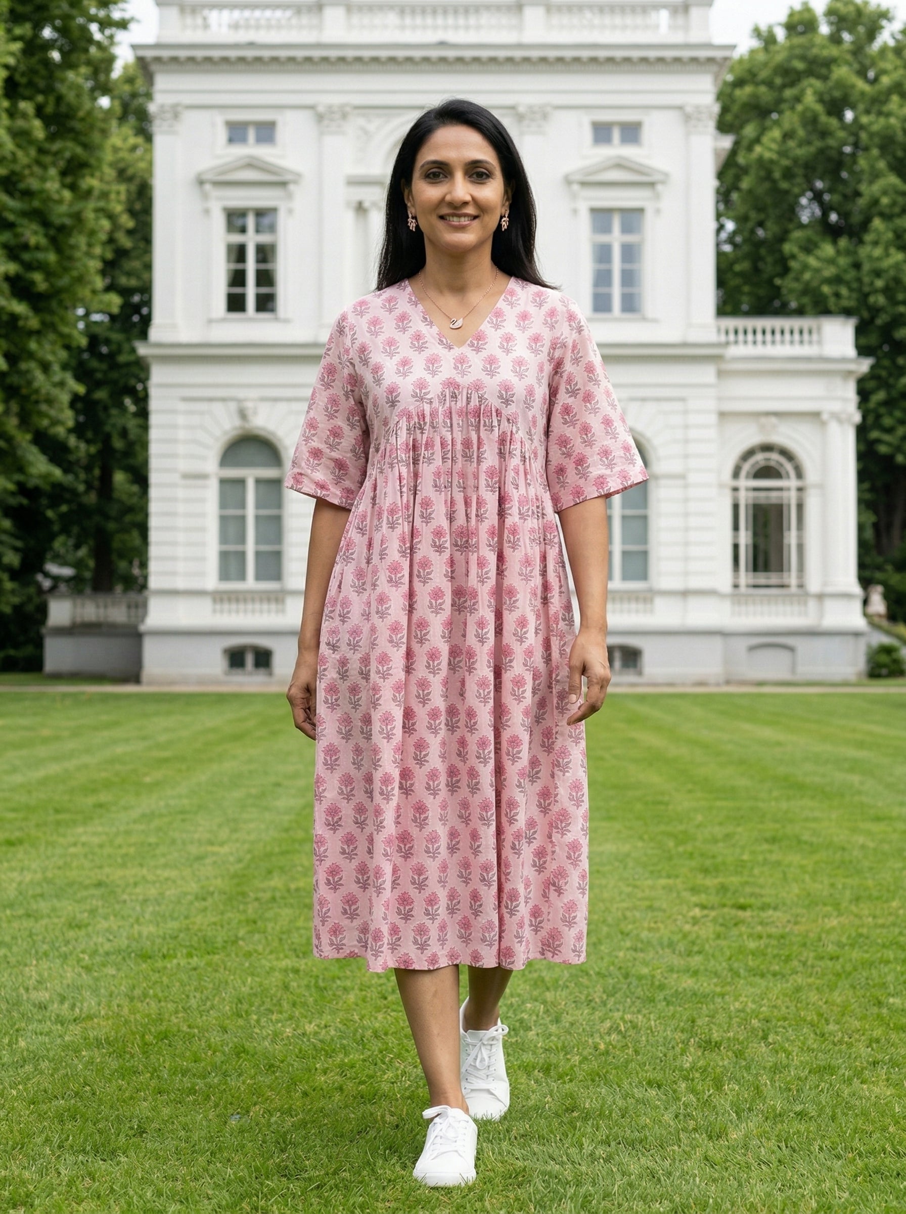 JHABLA DRESS PEACH COTTON DRESS