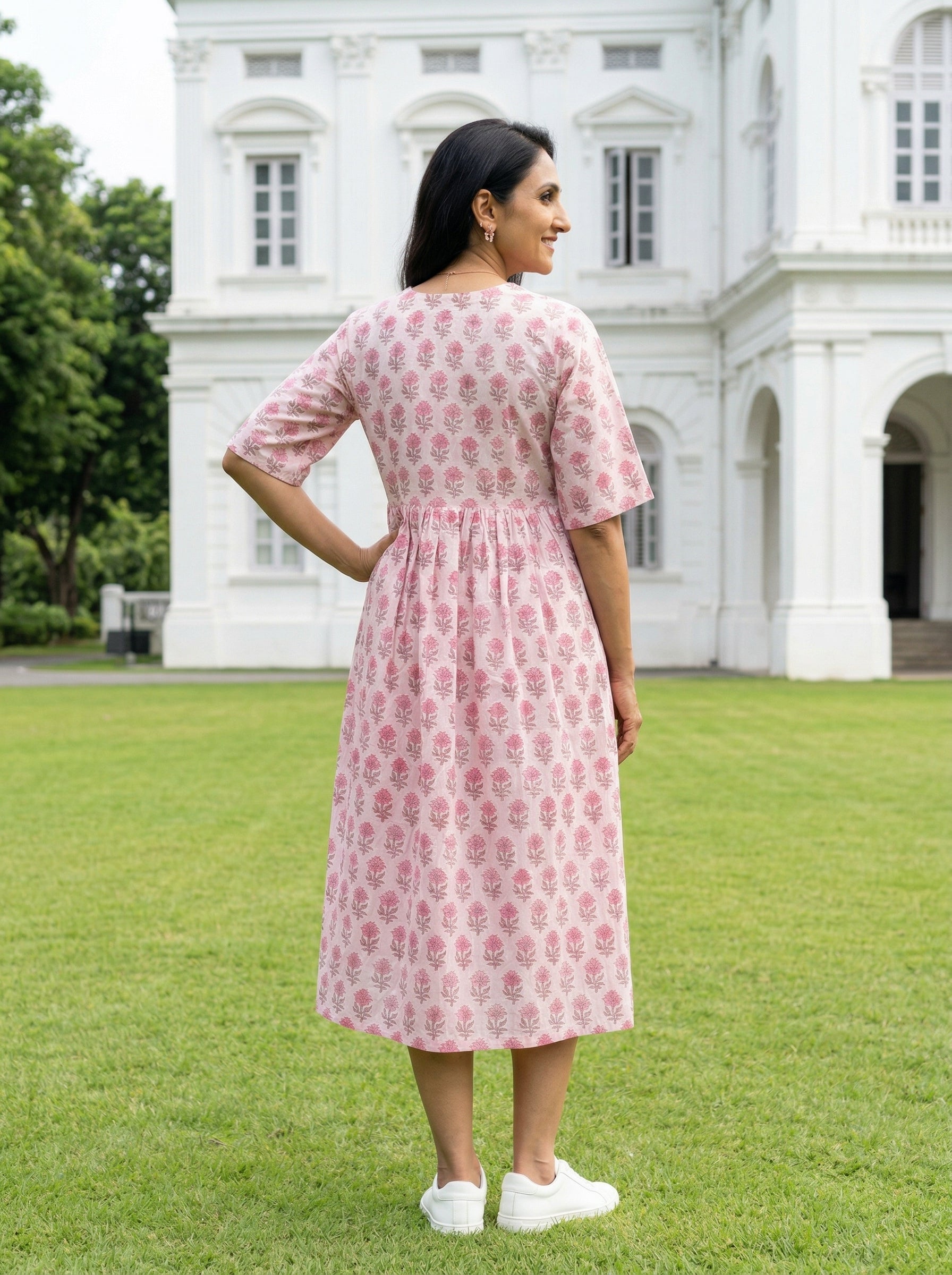 JHABLA DRESS PEACH COTTON DRESS