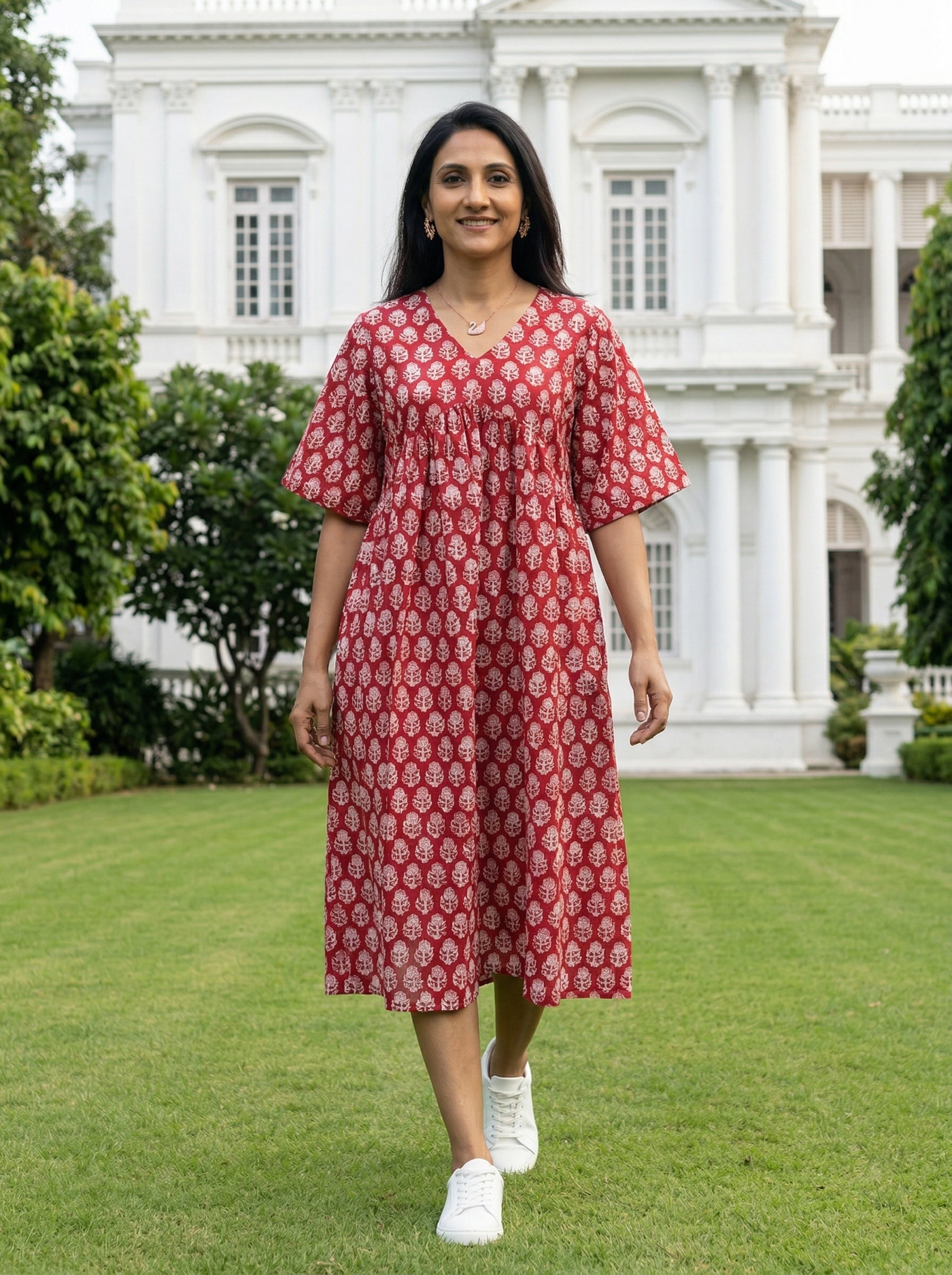 JHABLA DRESS RED COTTON DRESS