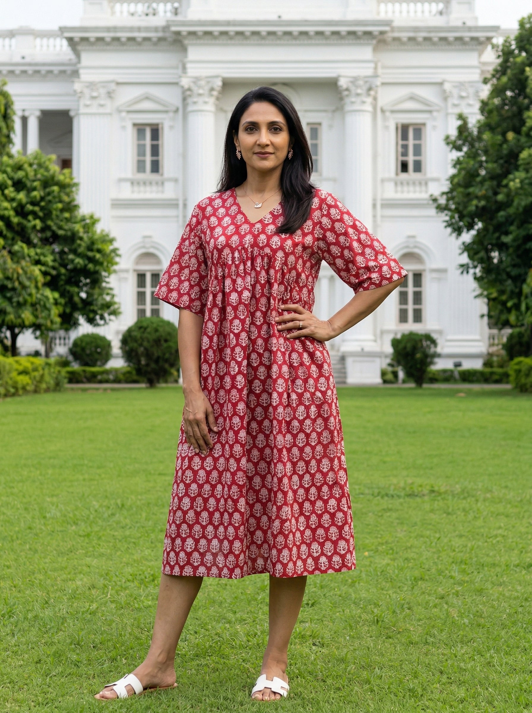 JHABLA DRESS RED COTTON DRESS