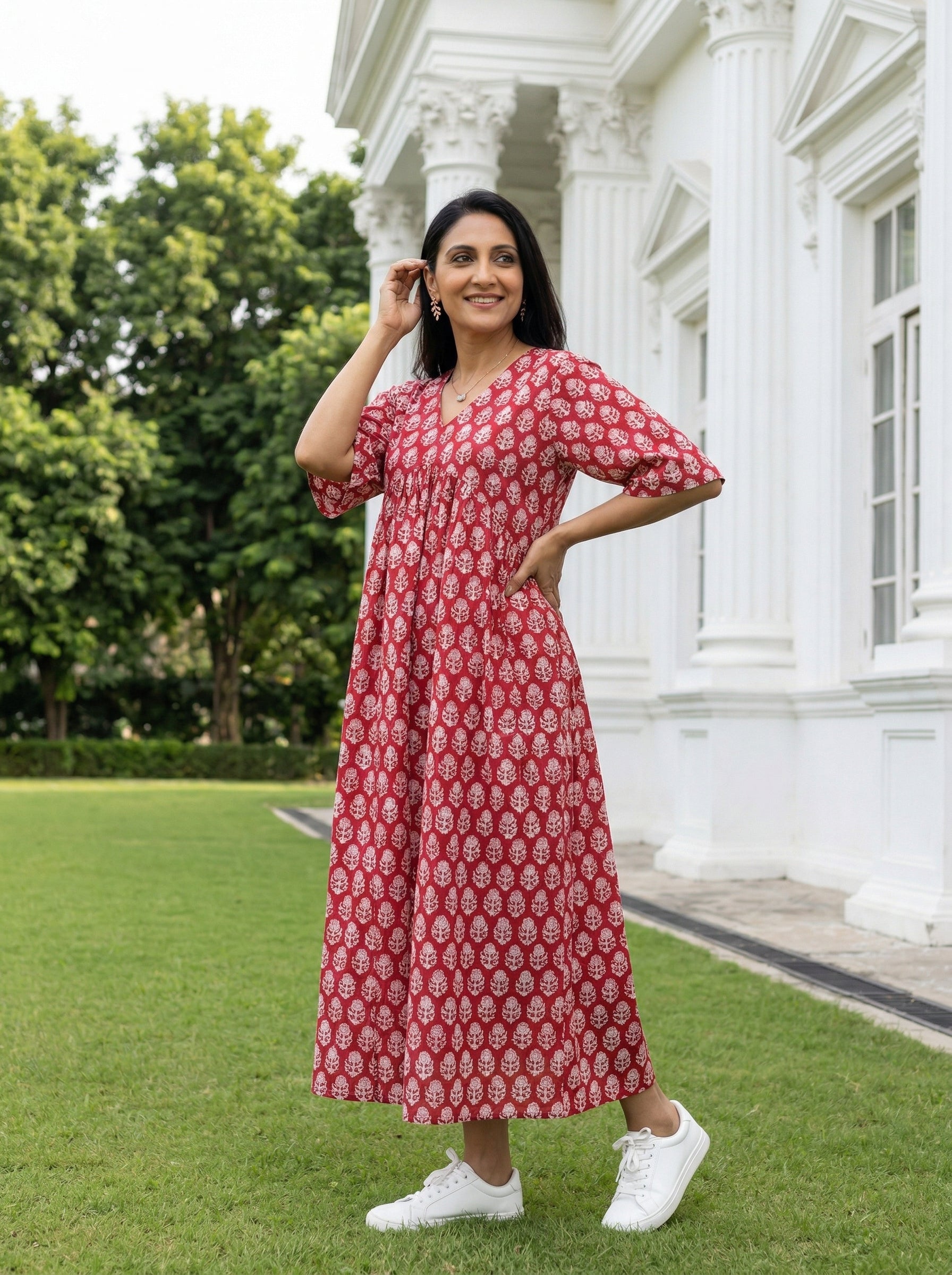 JHABLA DRESS RED COTTON DRESS