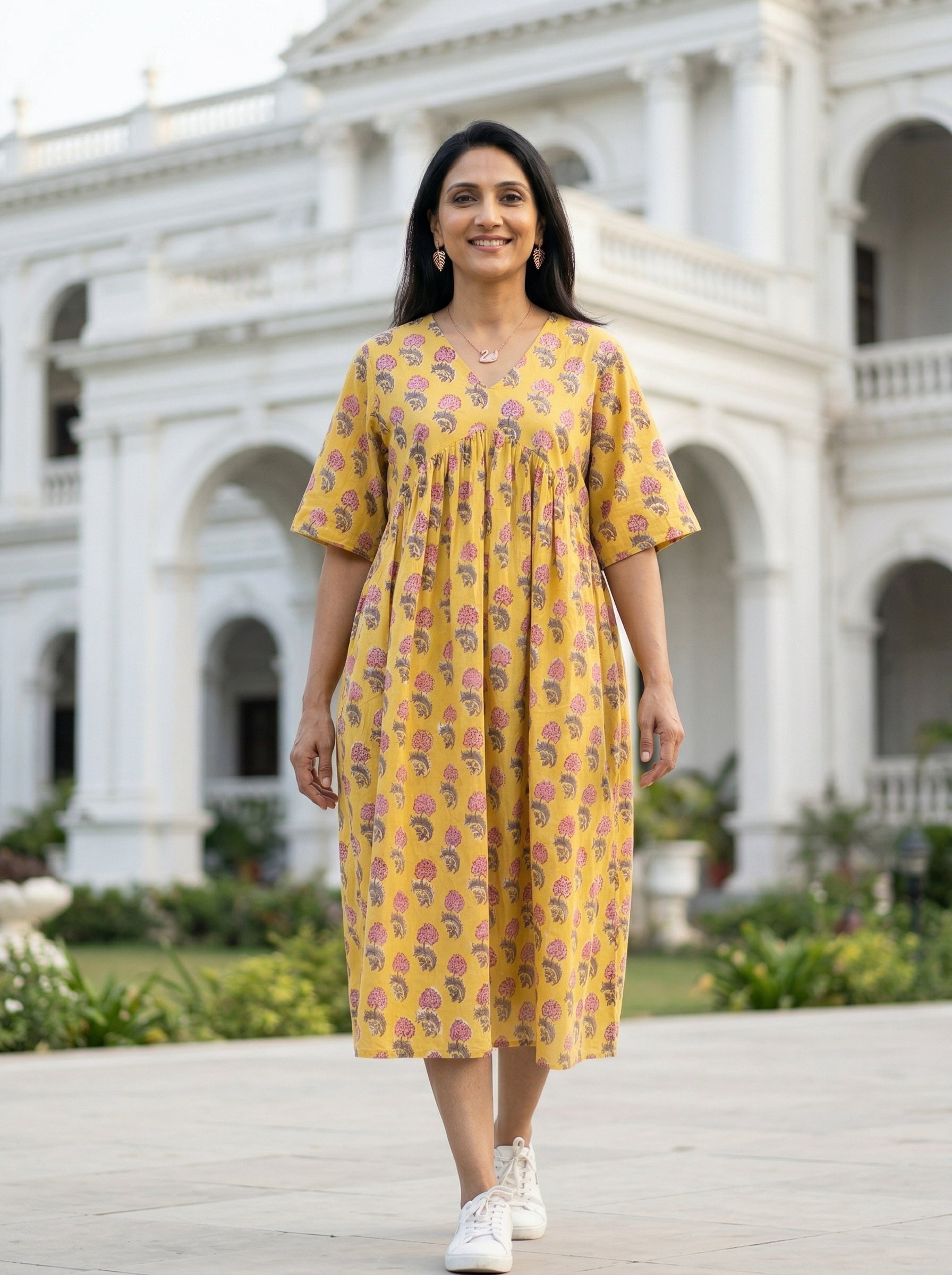 JHABLA DRESS YELLOW COTTON DRESS