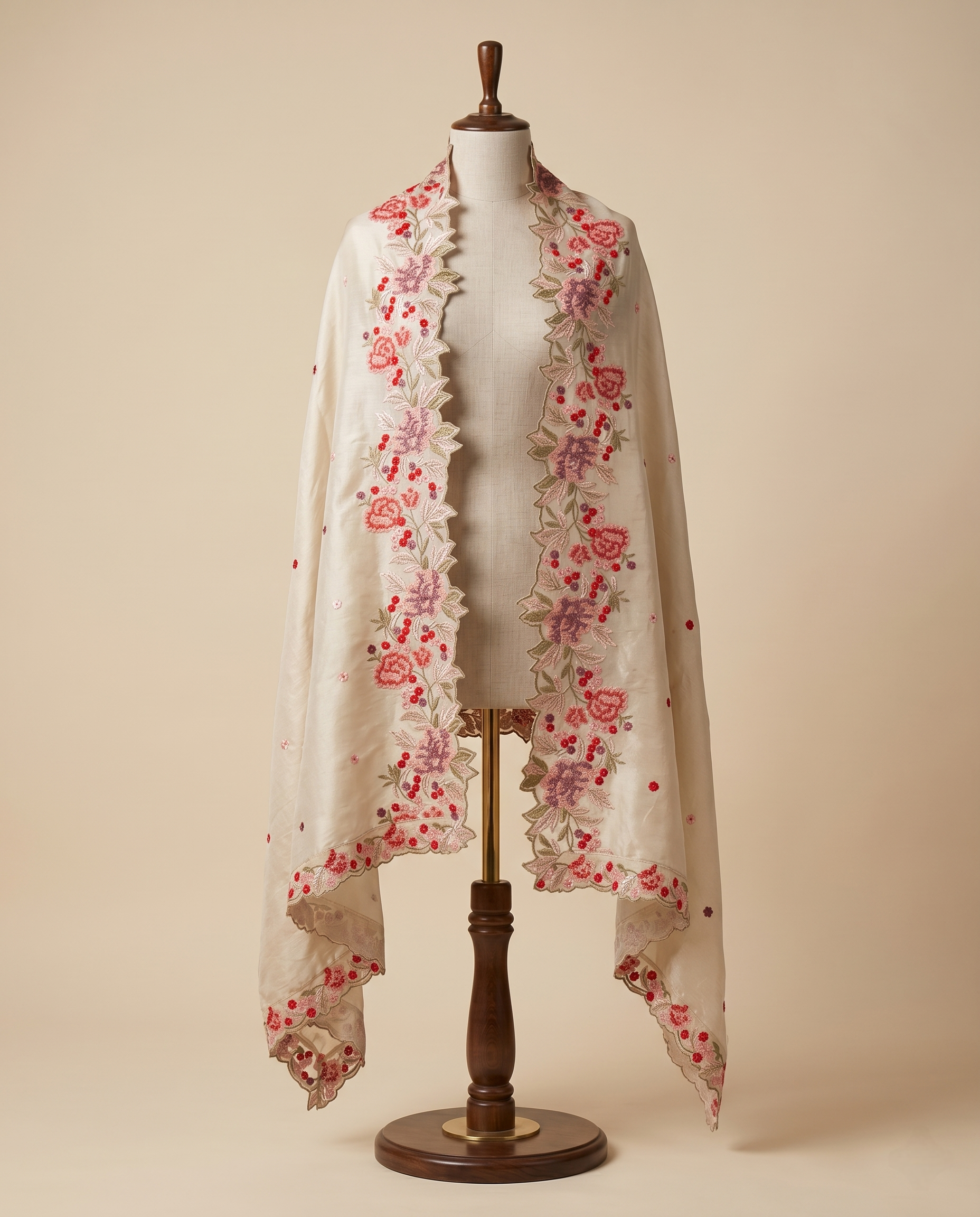 Embroidered Botanical Tissue Silk Dupatta