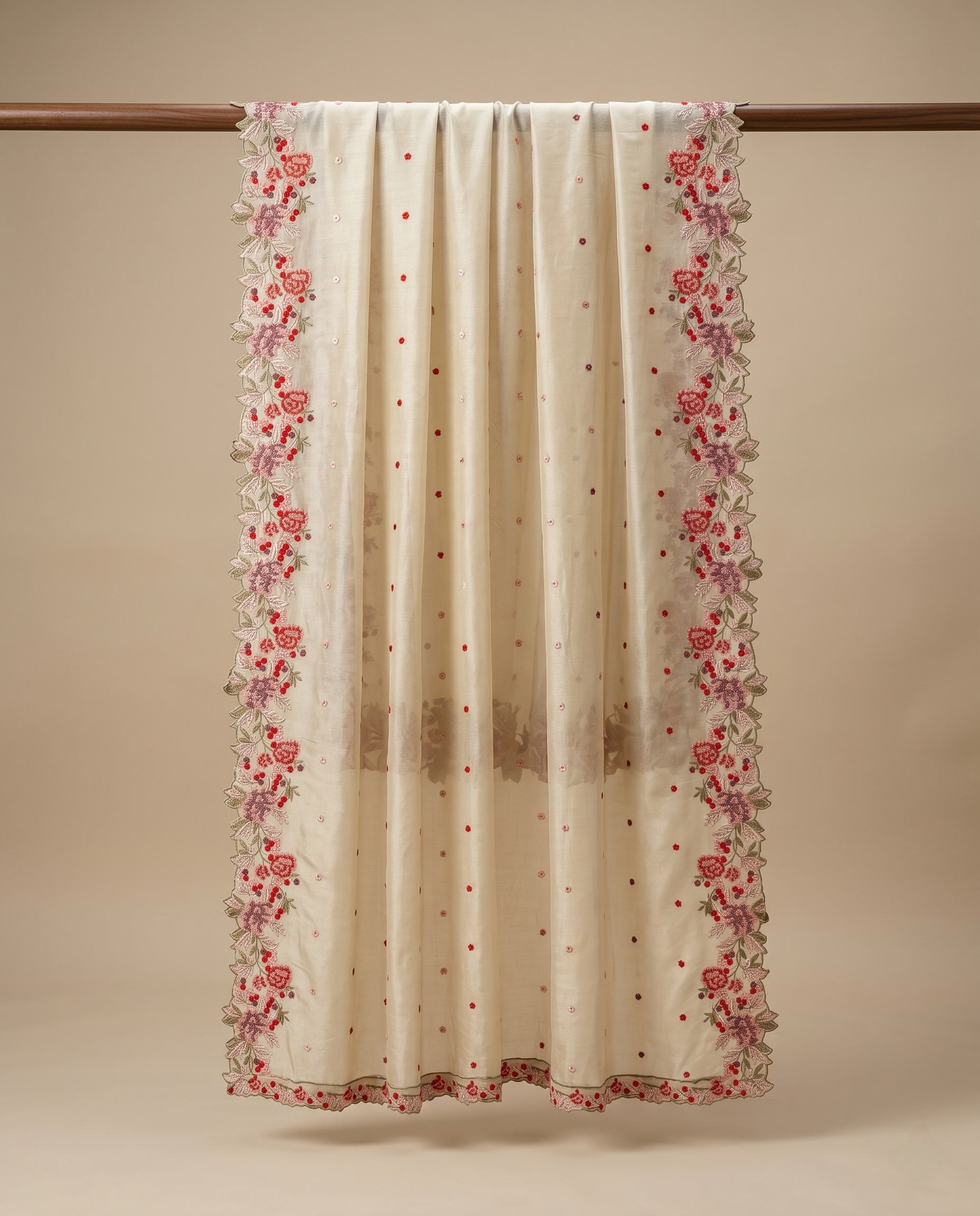 Embroidered Botanical Tissue Silk Dupatta