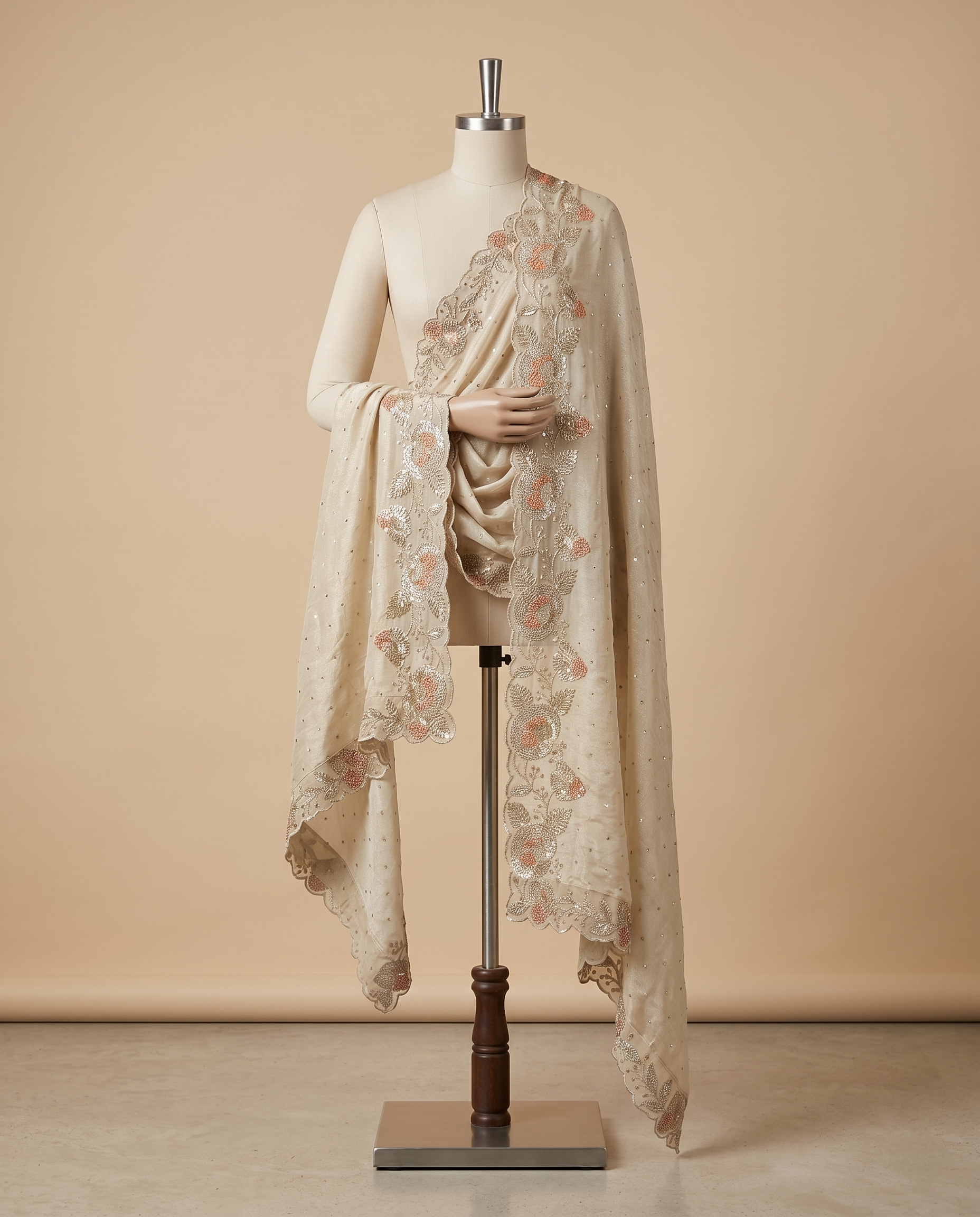 SHIMMERING BOTANICAL ELEGANCE TISSUE SILK DUPATTA