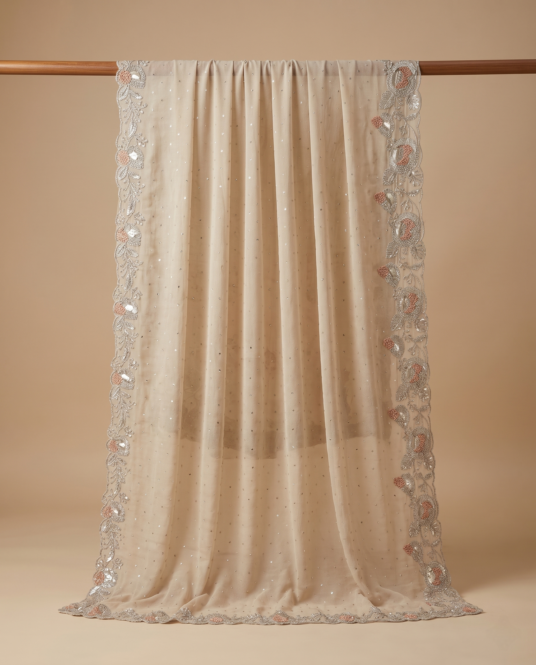 SHIMMERING BOTANICAL ELEGANCE TISSUE SILK DUPATTA