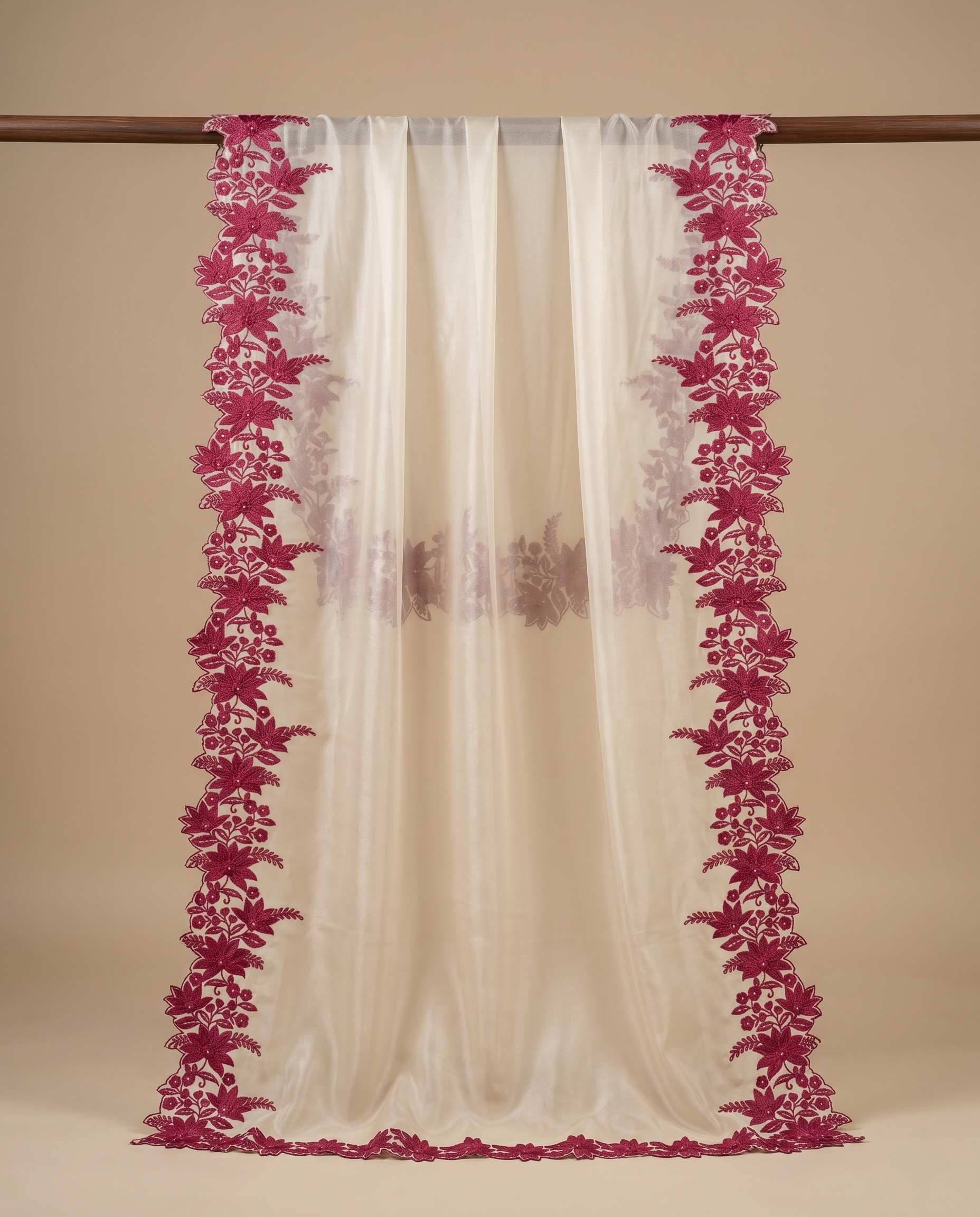 FLORAL EMBROIDEY TISSUE SILK DUPATTA