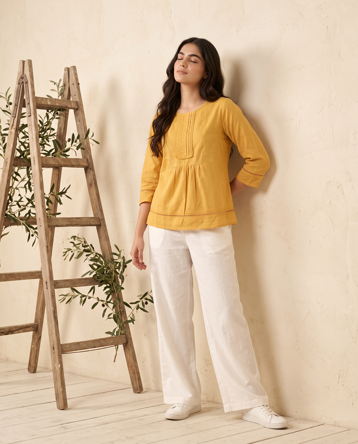 The Elara Yellow Cotton Top