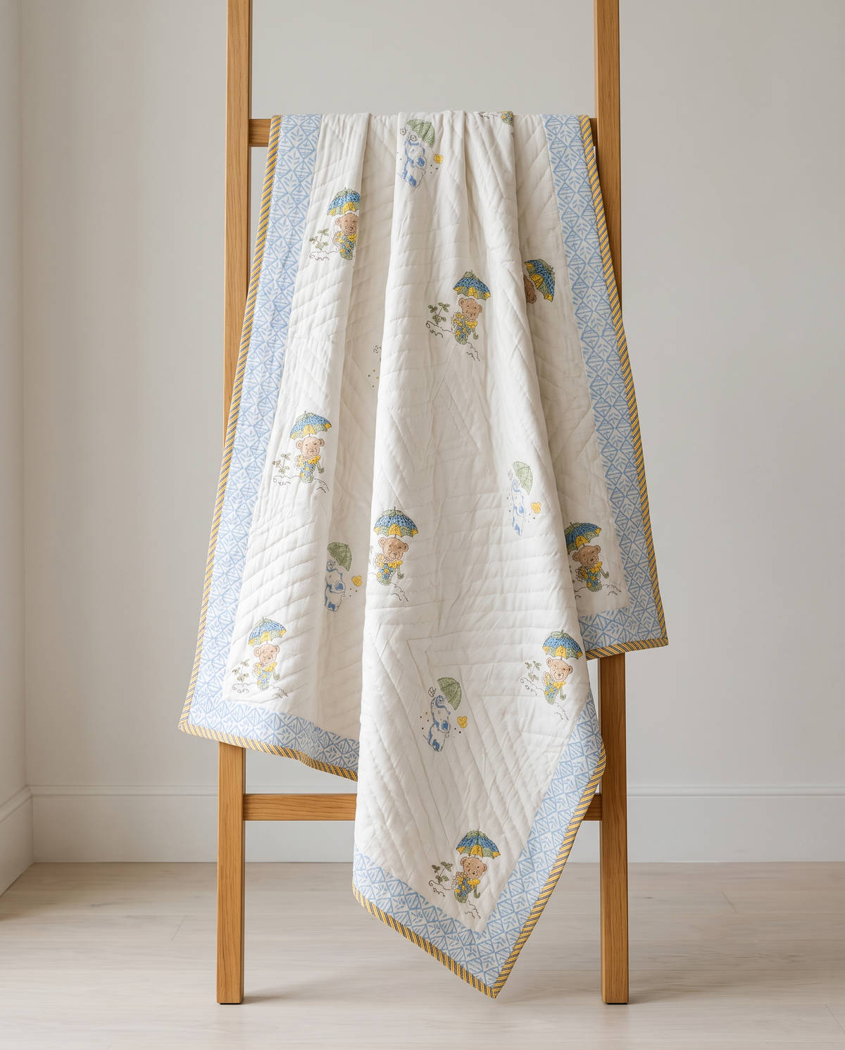 LITTLE RAINY DAY HAND BLOCK BABY REVERSIBLE QUILT