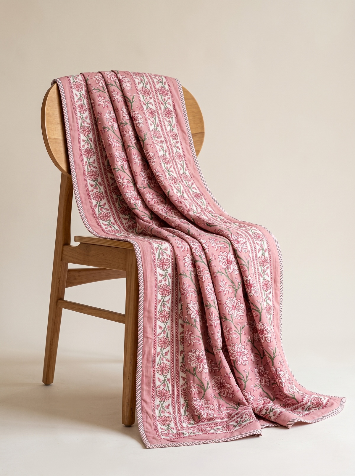 Gulrang Dusty Rose Hand Block Cotton Dohar
