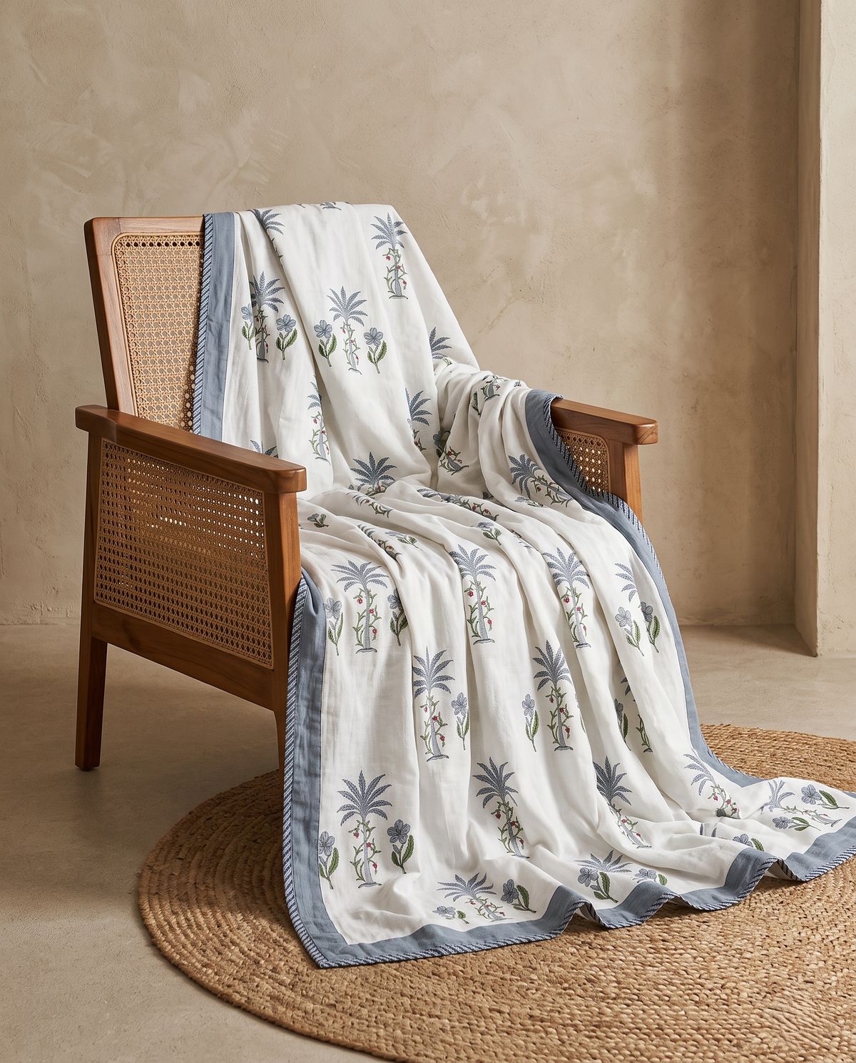 MISTY PALM HAND BLOCK COTTON DOUBLE DOHAR