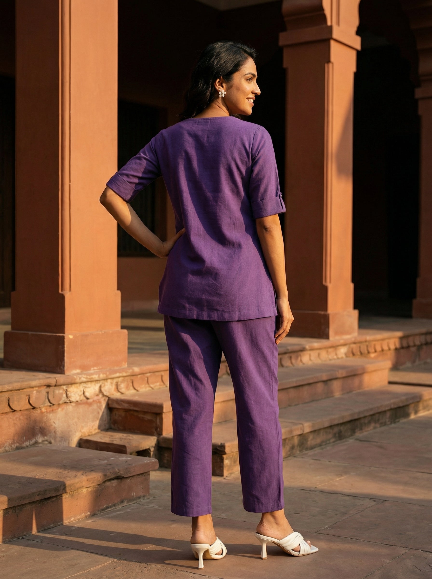 Solid Hues Violet Blue Linen Cordset