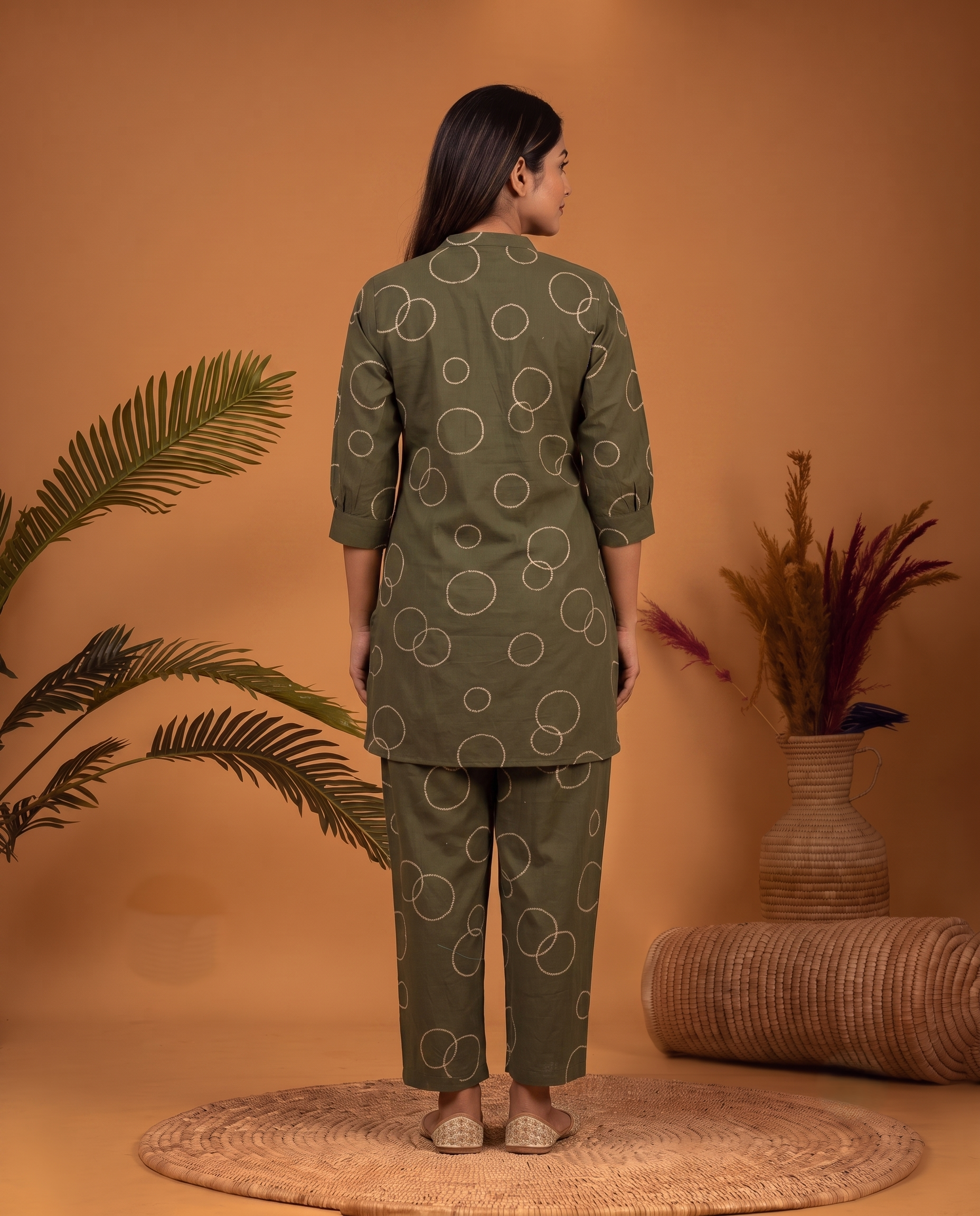 GREEN BUBBLE PRINT ETHNIC FARSI SET