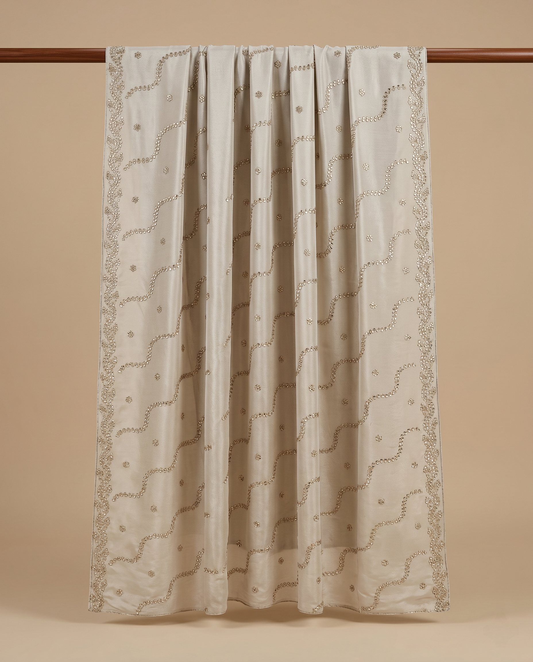 WAVING METALLIC EMBROIDERED TISSUE SILK DUPATTA