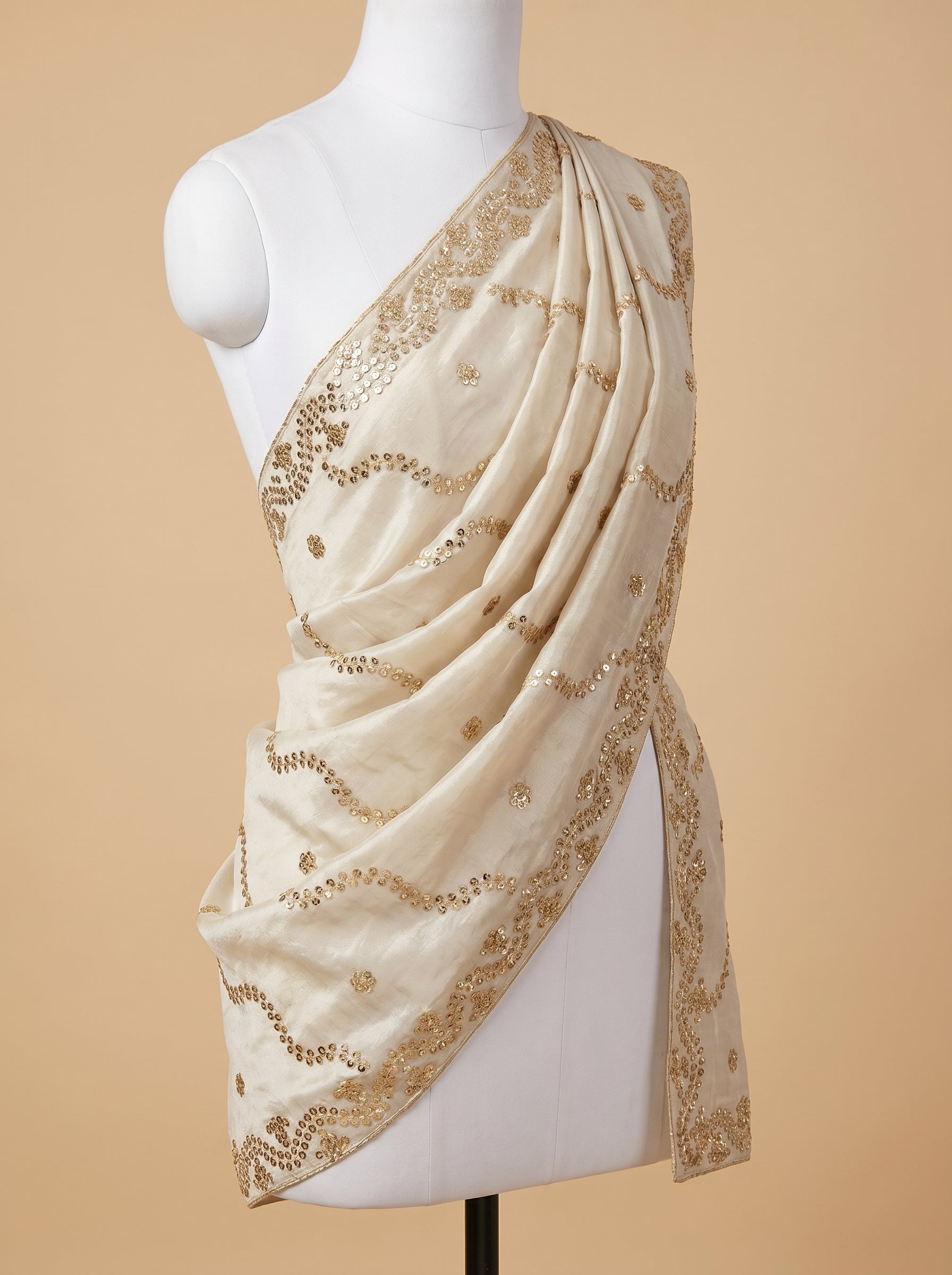 WAVING METALLIC EMBROIDERED TISSUE SILK DUPATTA
