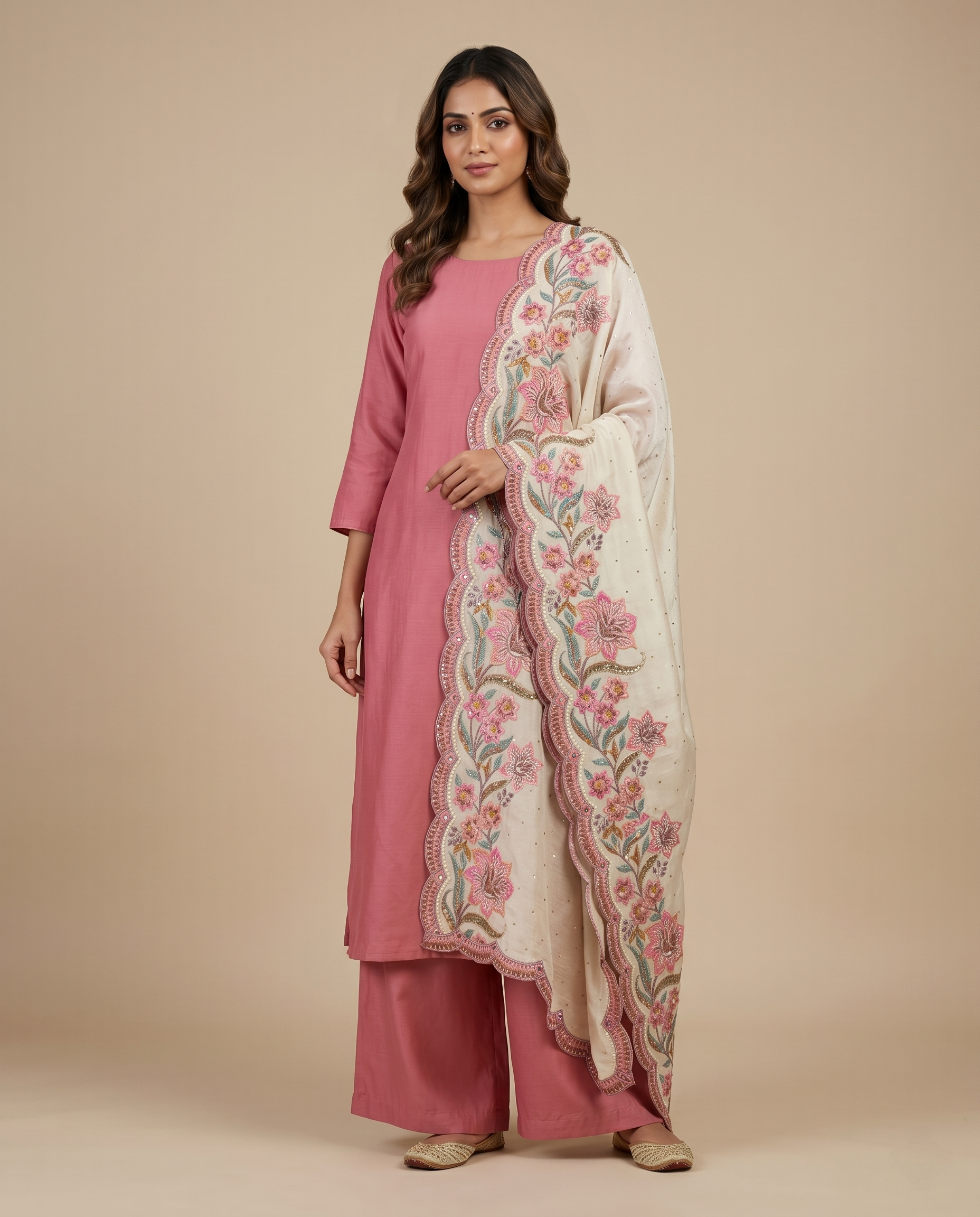 LUXURY EMBROIDERED TISSUE SILK DUPATTA