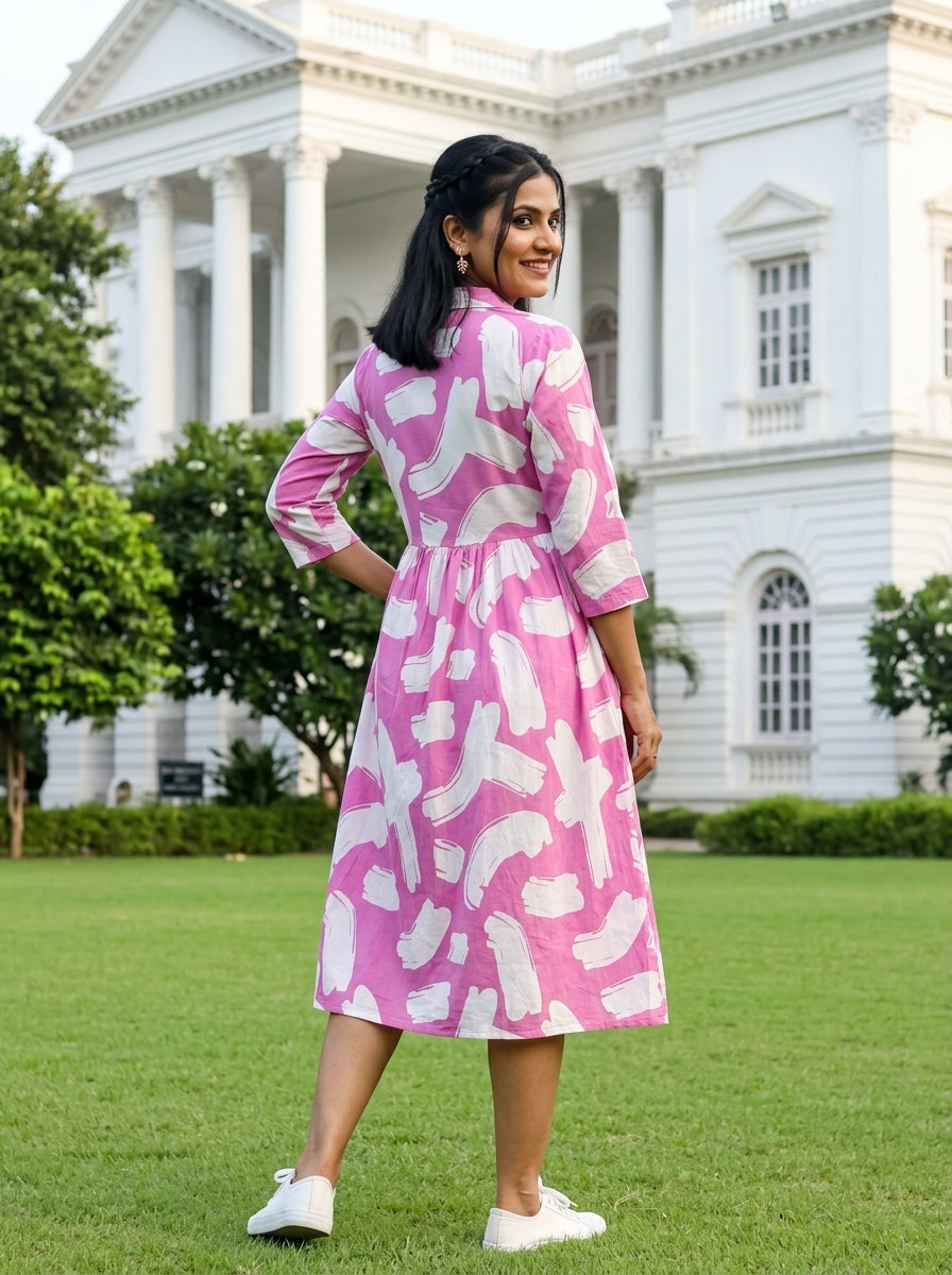 BRIGHT & BLOOM PINK COTTON FROCKS