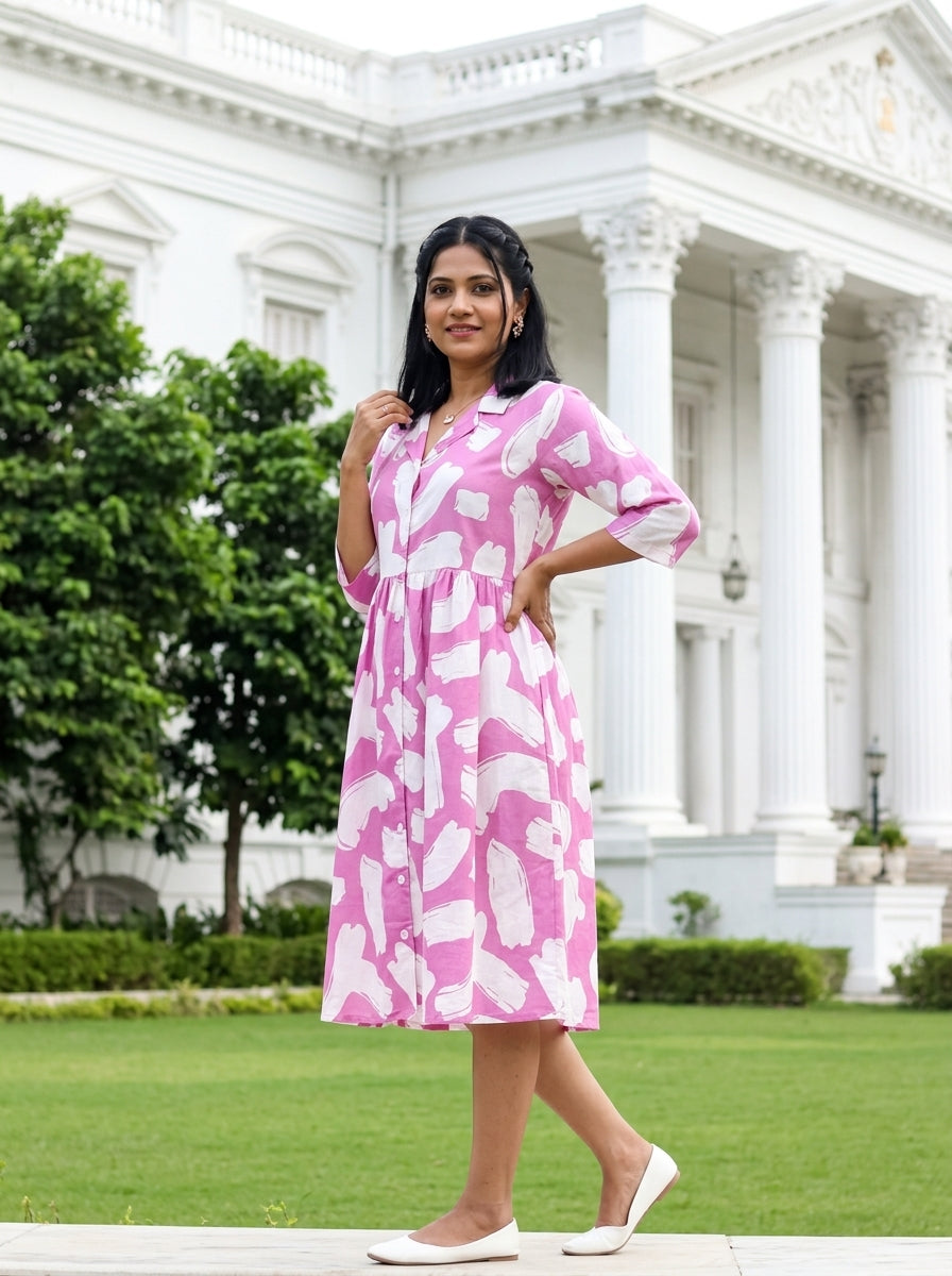 BRIGHT & BLOOM PINK COTTON FROCKS