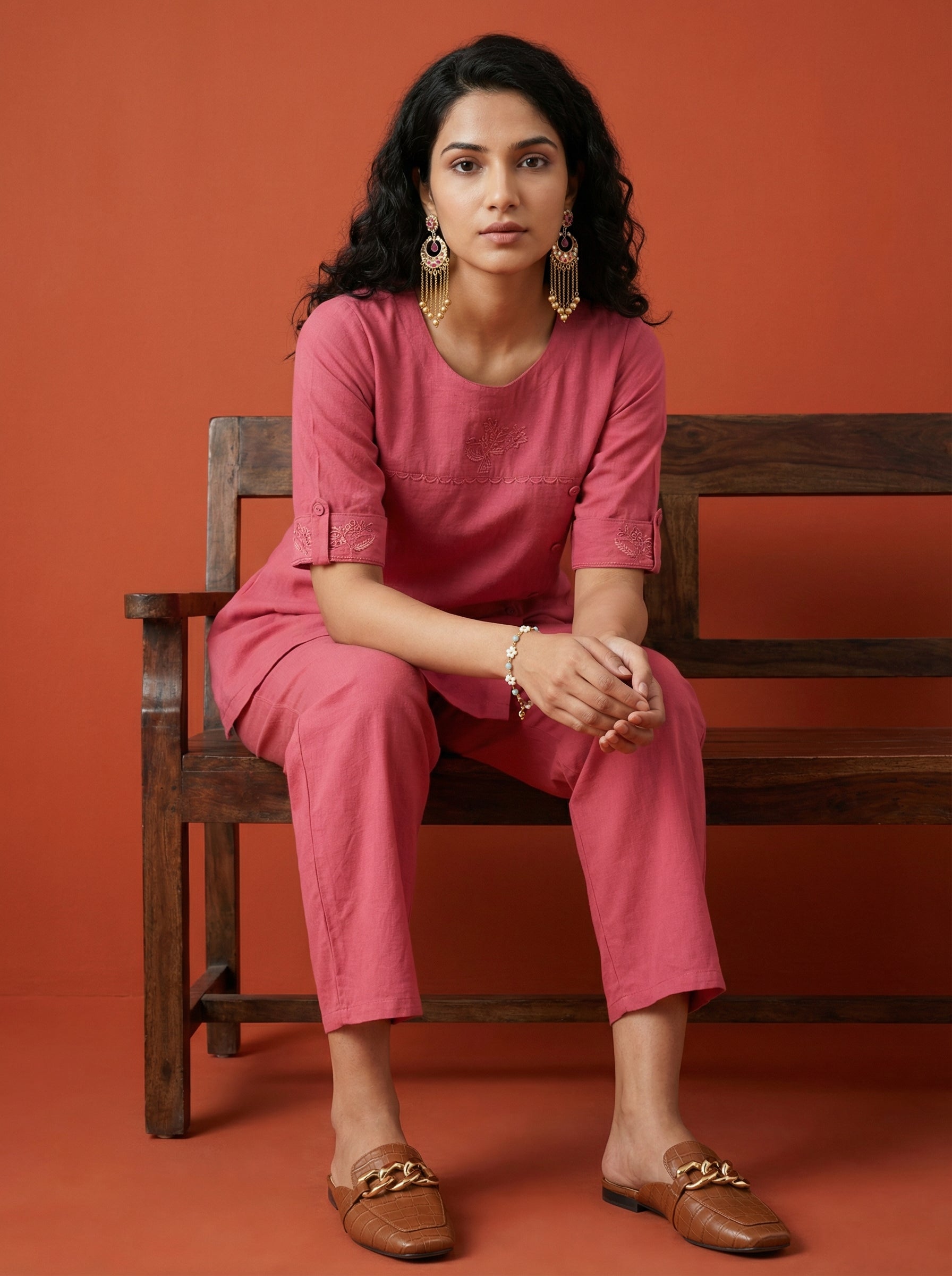 Solid Hues Violet Magenta Linen Cordset