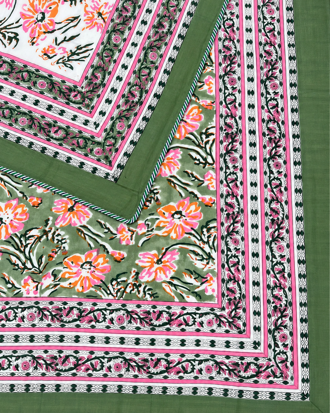 The Olive Blossom Handblock Reversible Dohar