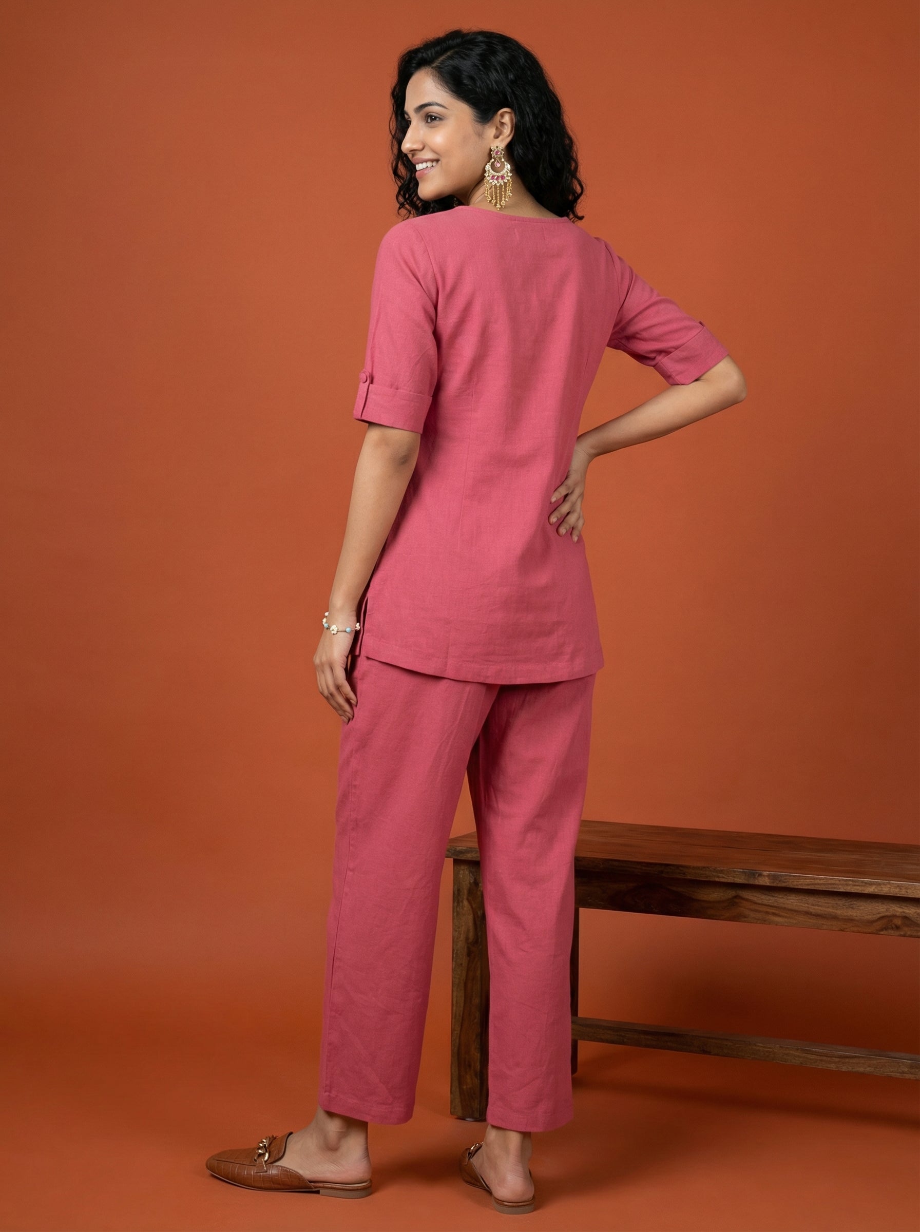 Solid Hues Violet Magenta Linen Cordset