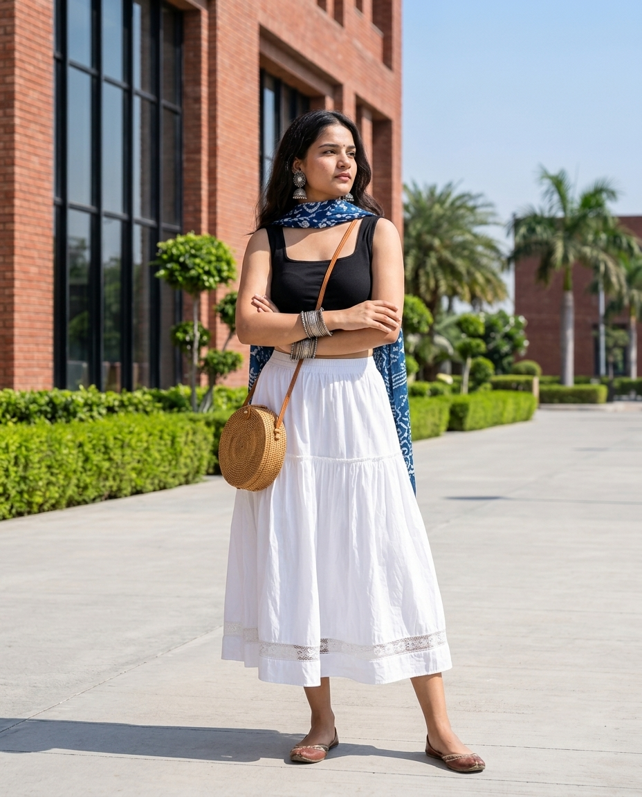 NOIR CASCADE TIERED SKIRT – WHITE