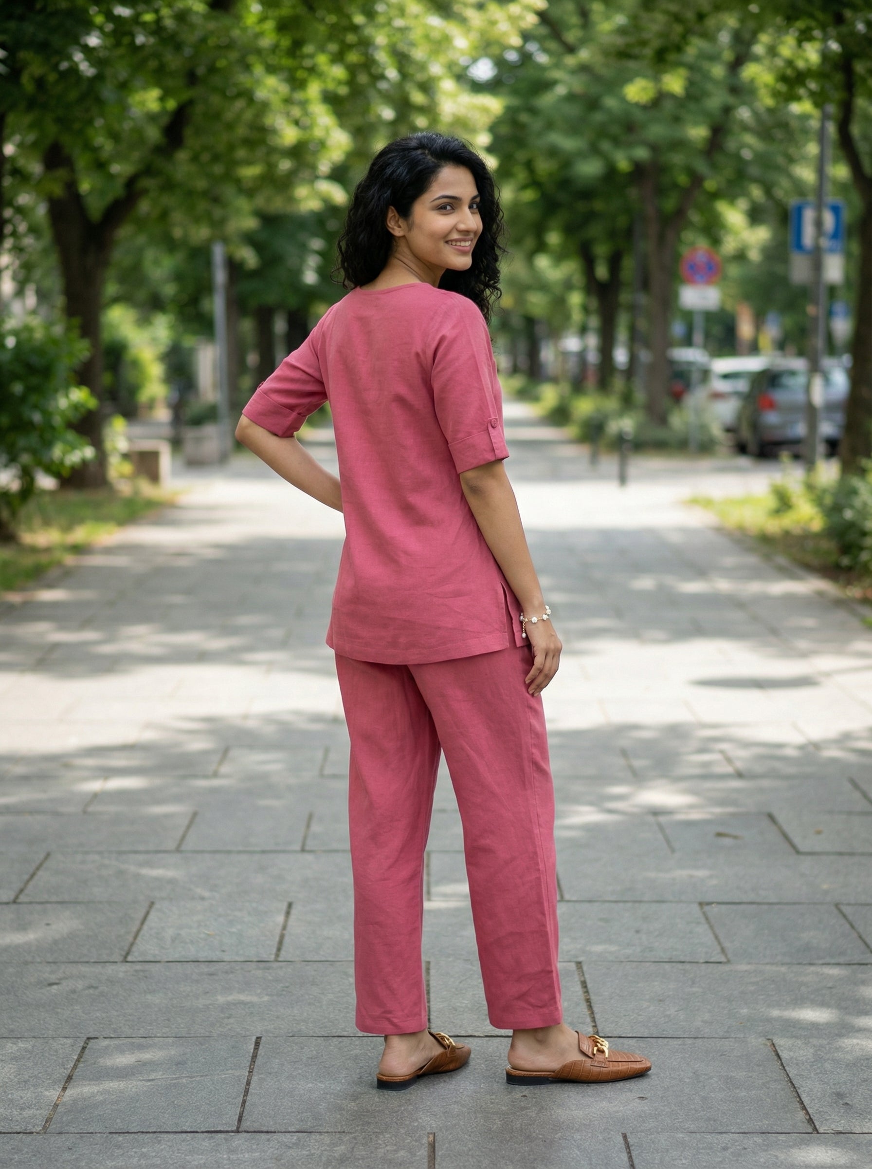 Solid Hues Violet Magenta Linen Cordset