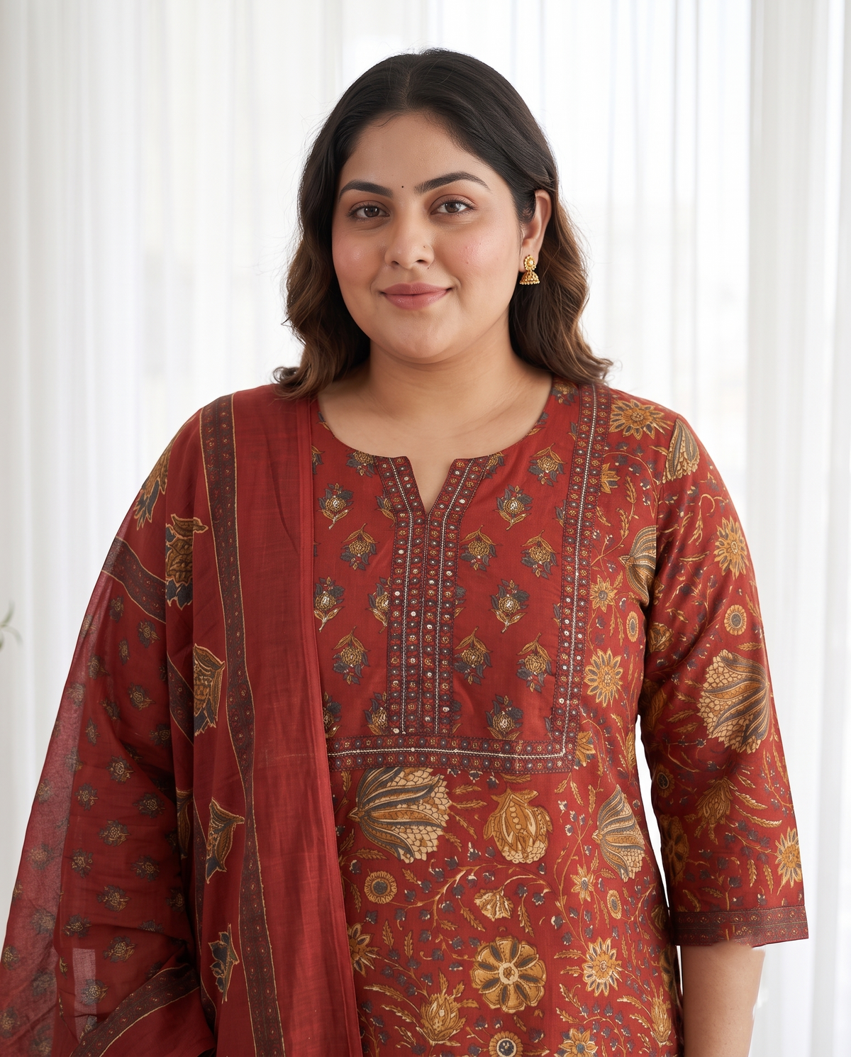 ZARAH FLORAL 3 PC SET - MAROON RED