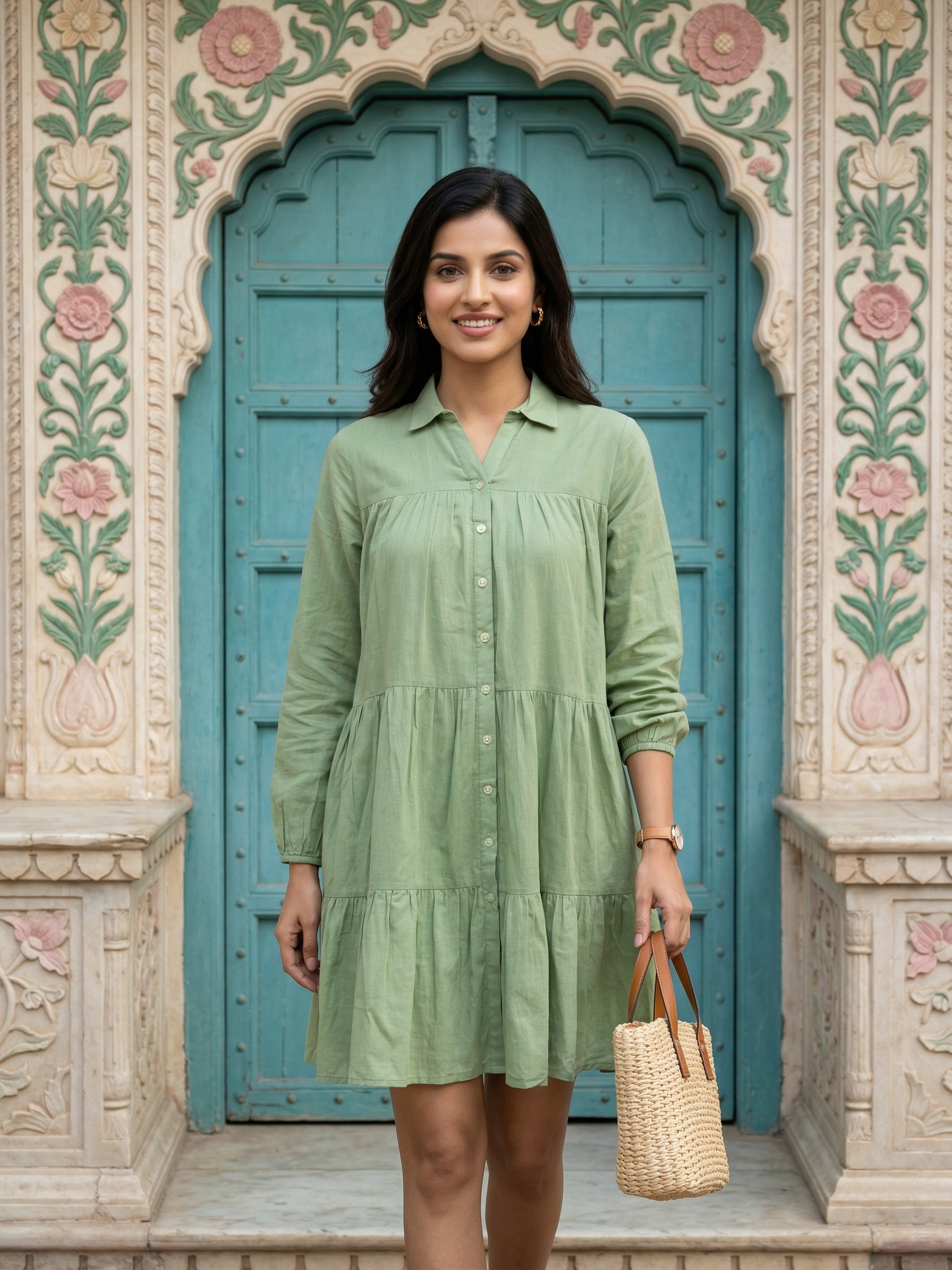 Green Short Mul Frock
