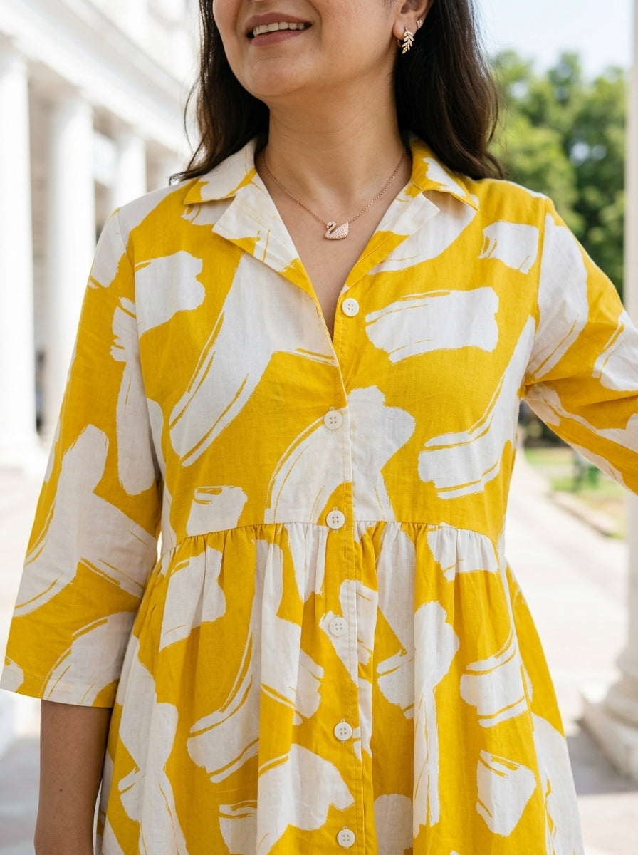 BRIGHT & BLOOM MANGO YELLOW COTTON FROCKS