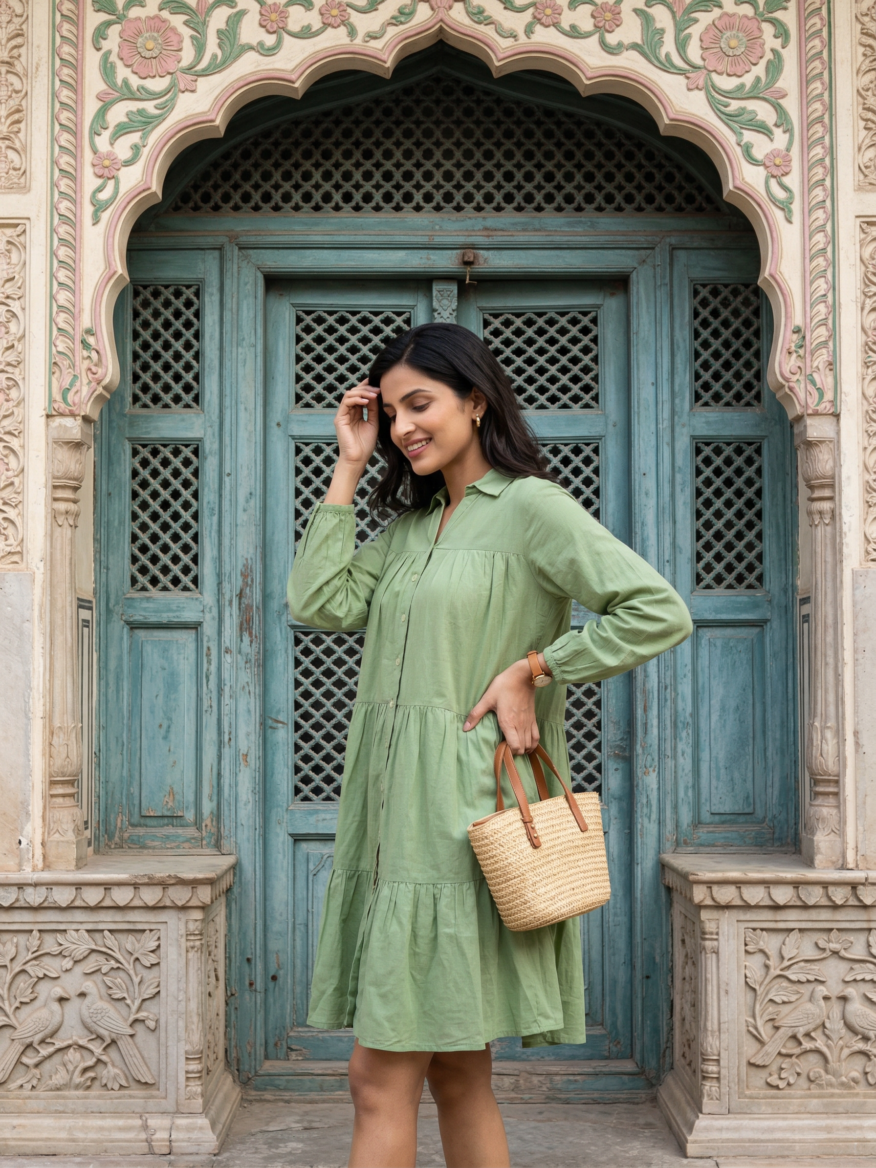 Green Short Mul Frock