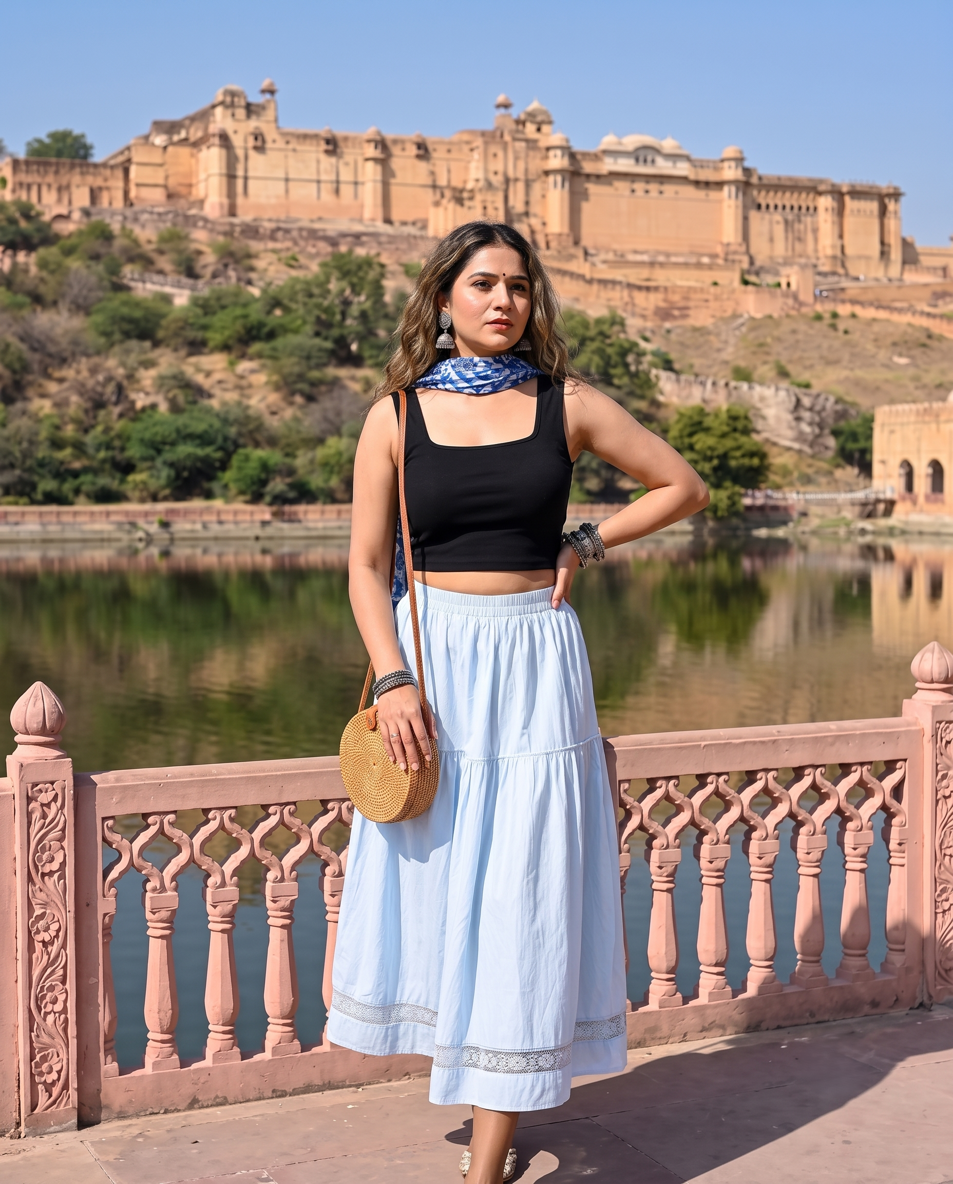 NOIR CASCADE TIERED SKIRT – POWDER BLUE