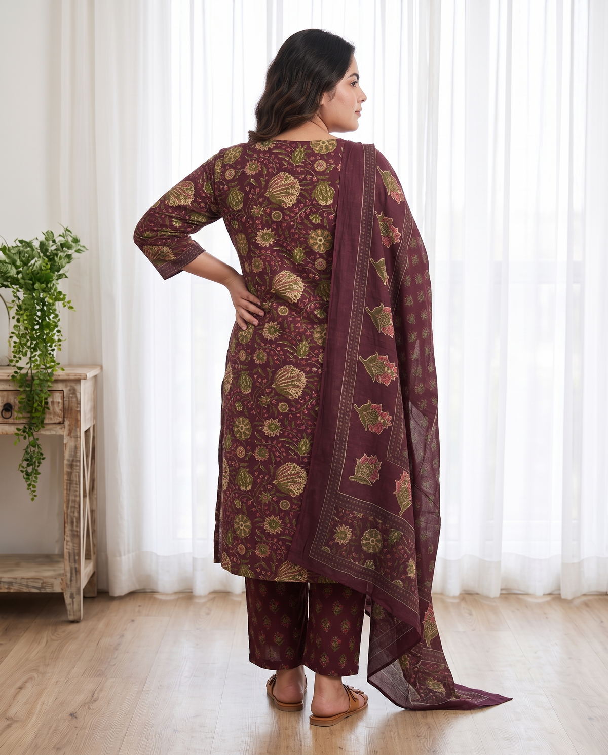ZARAH FLORAL 3 PC SET - MAROON