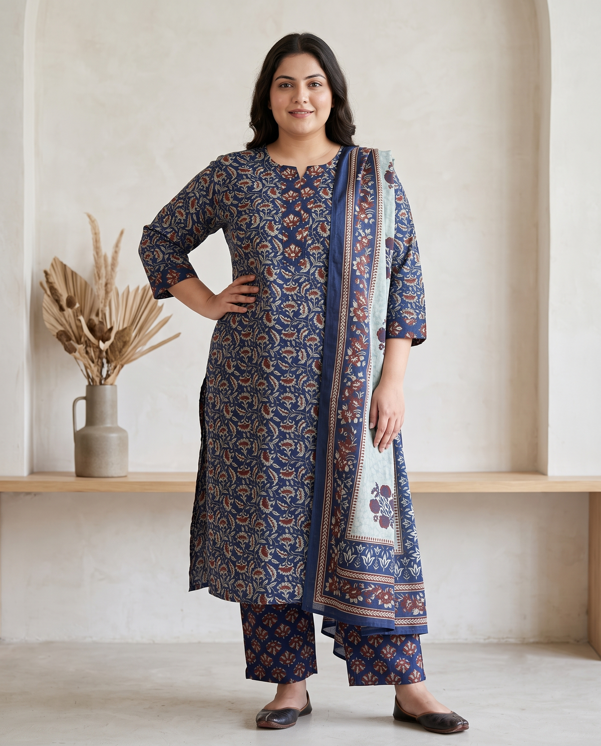 AARVI PRINTED 3 PC SET - NAVY