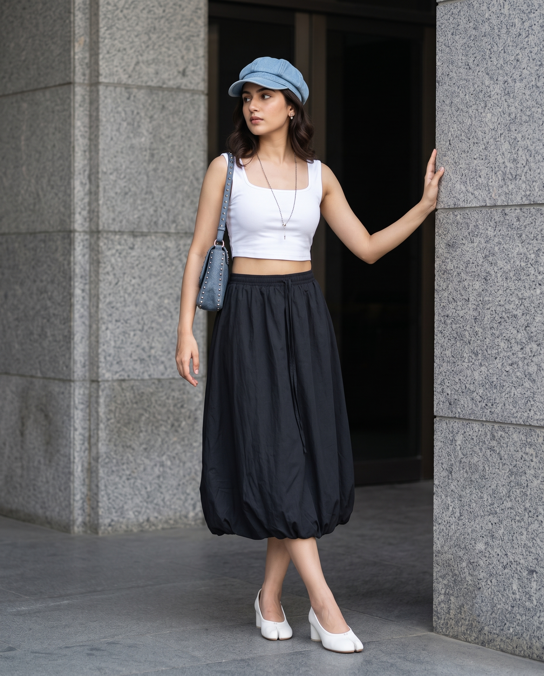 Elara Bubble Skirt – Jet Black