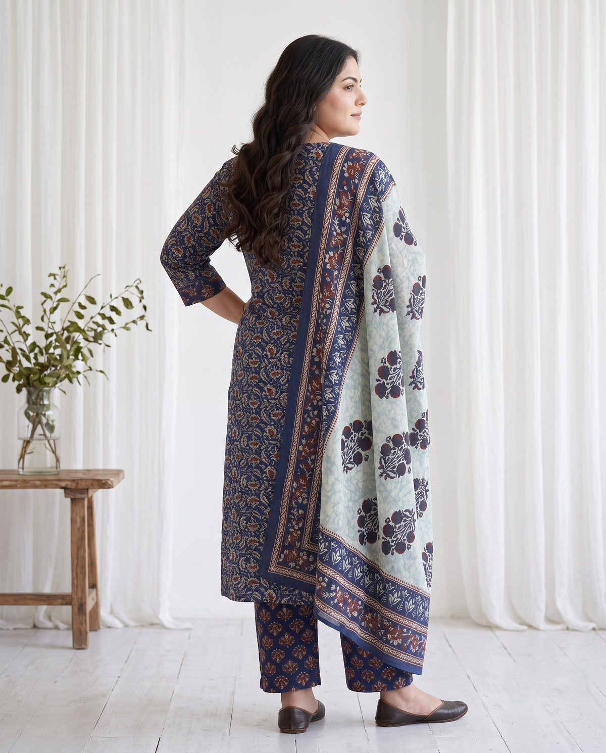 AARVI PRINTED 3 PC SET - NAVY