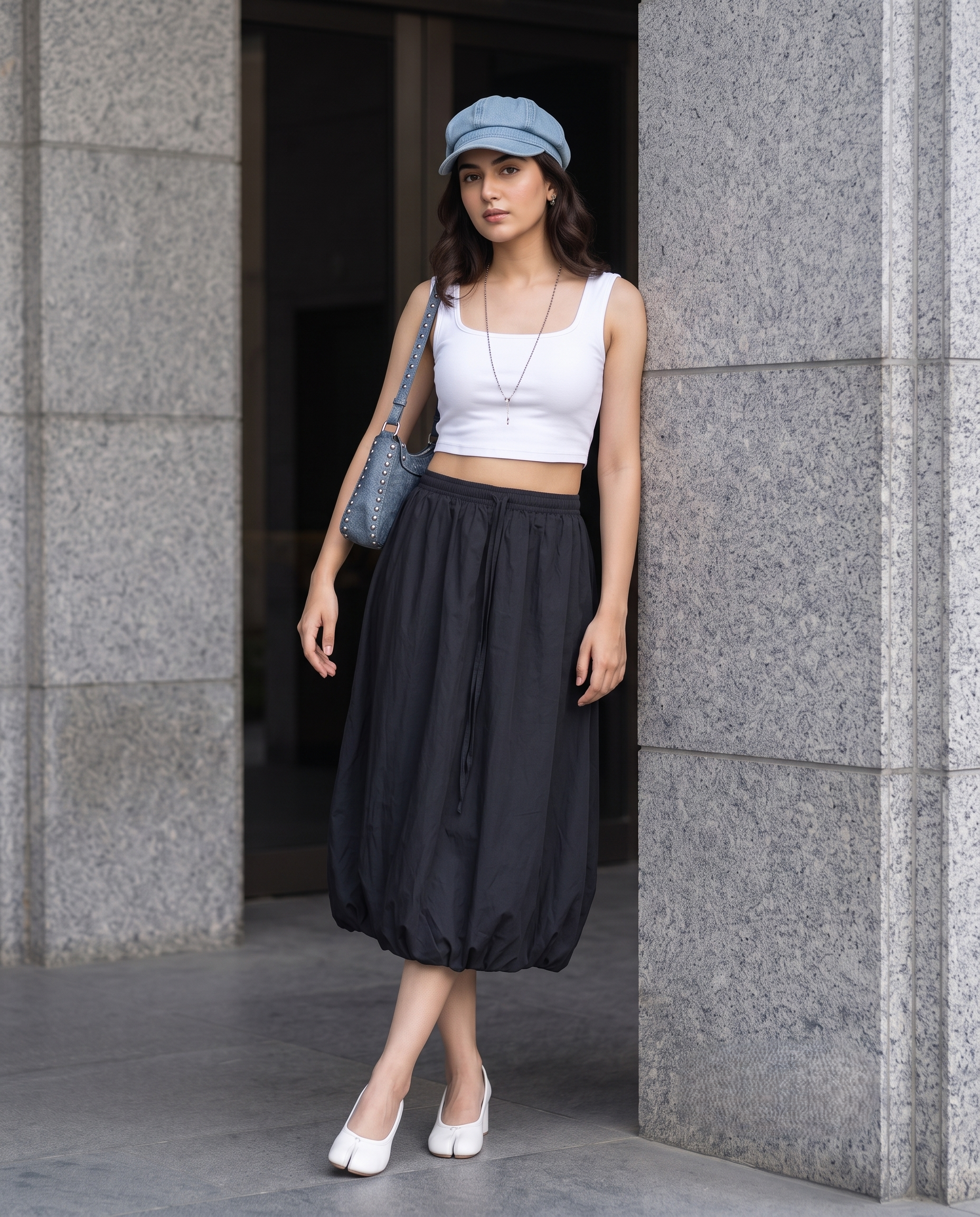 Elara Bubble Skirt – Jet Black