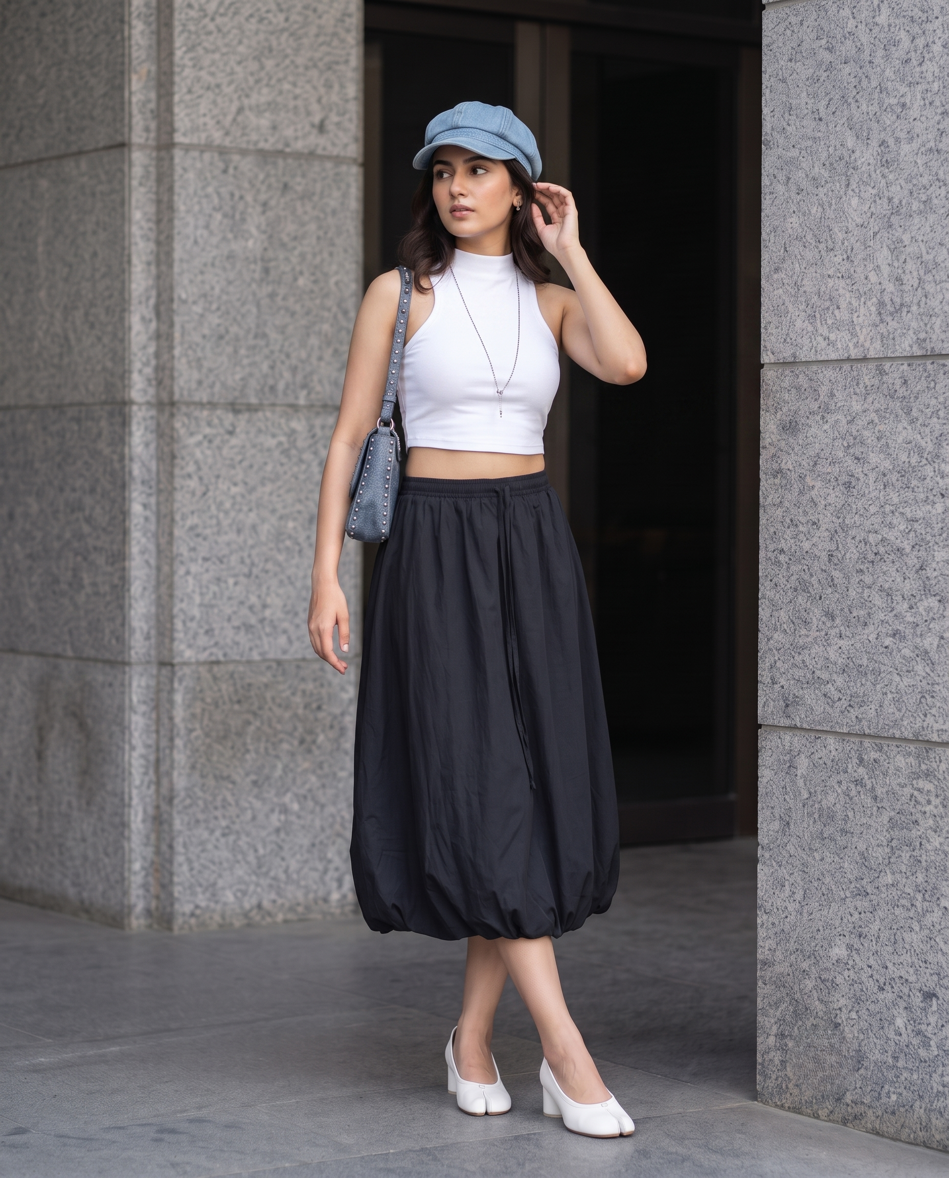 Elara Bubble Skirt – Jet Black