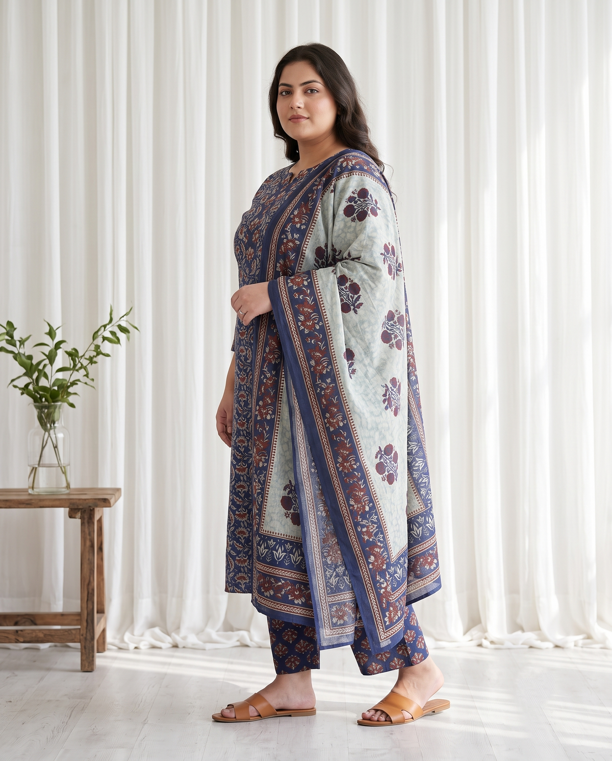 AARVI PRINTED 3 PC SET - NAVY
