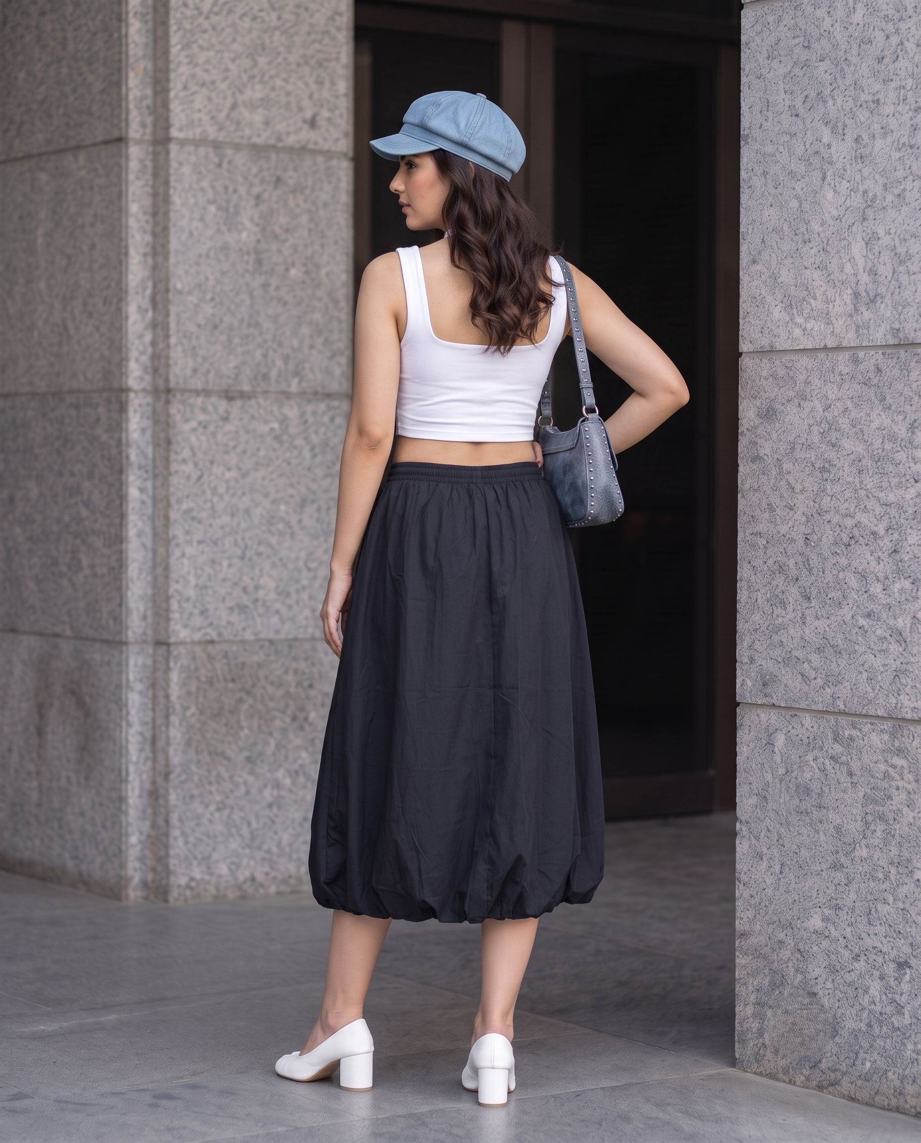 Elara Bubble Skirt – Jet Black