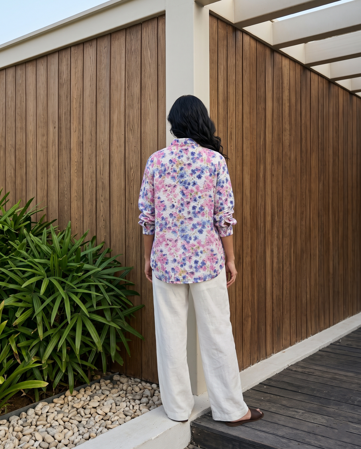 Bamboo Silk 150 GM Pink Sapphire Floral Shirt