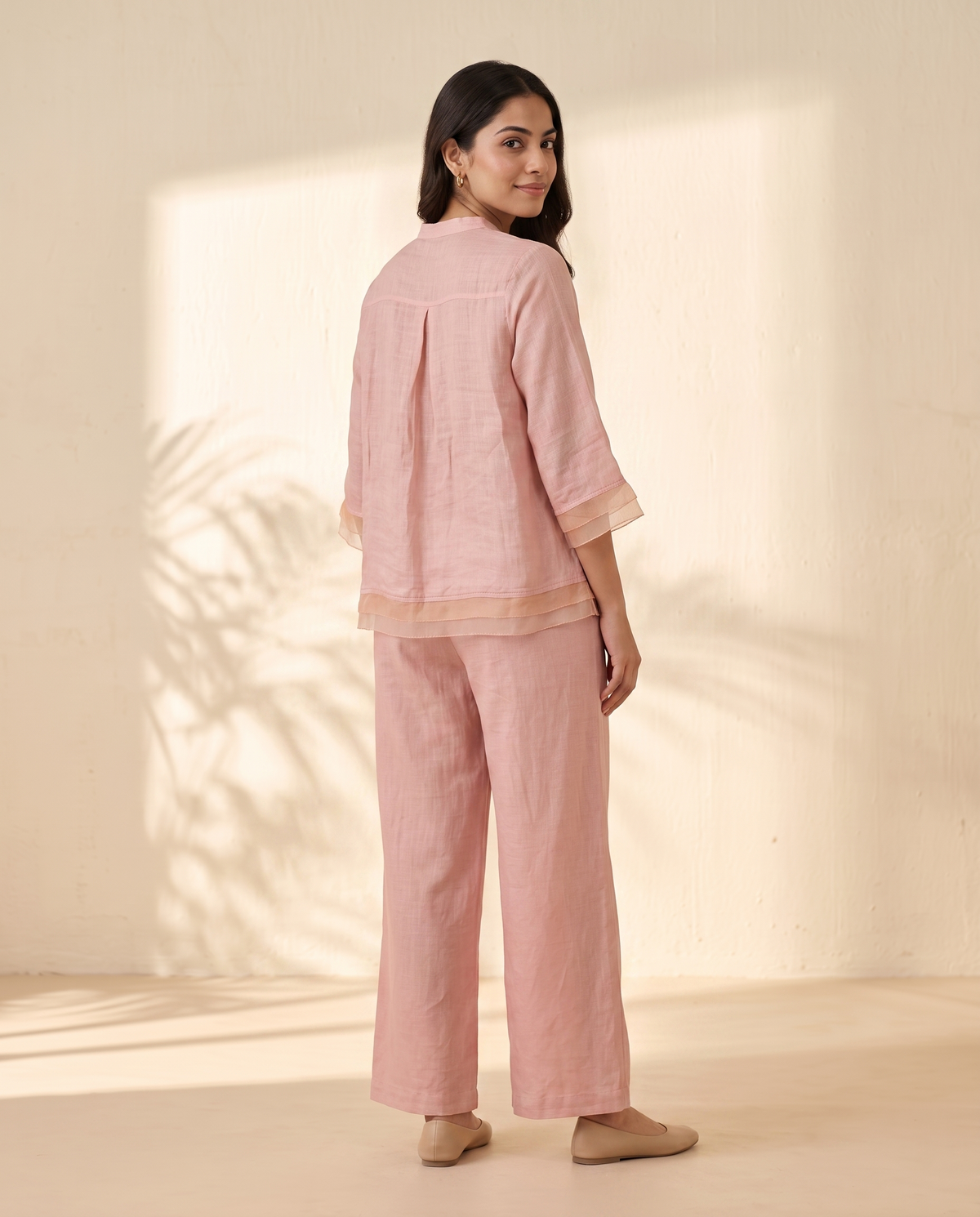 Hazel Bloom European Linen Top - Beige Nude