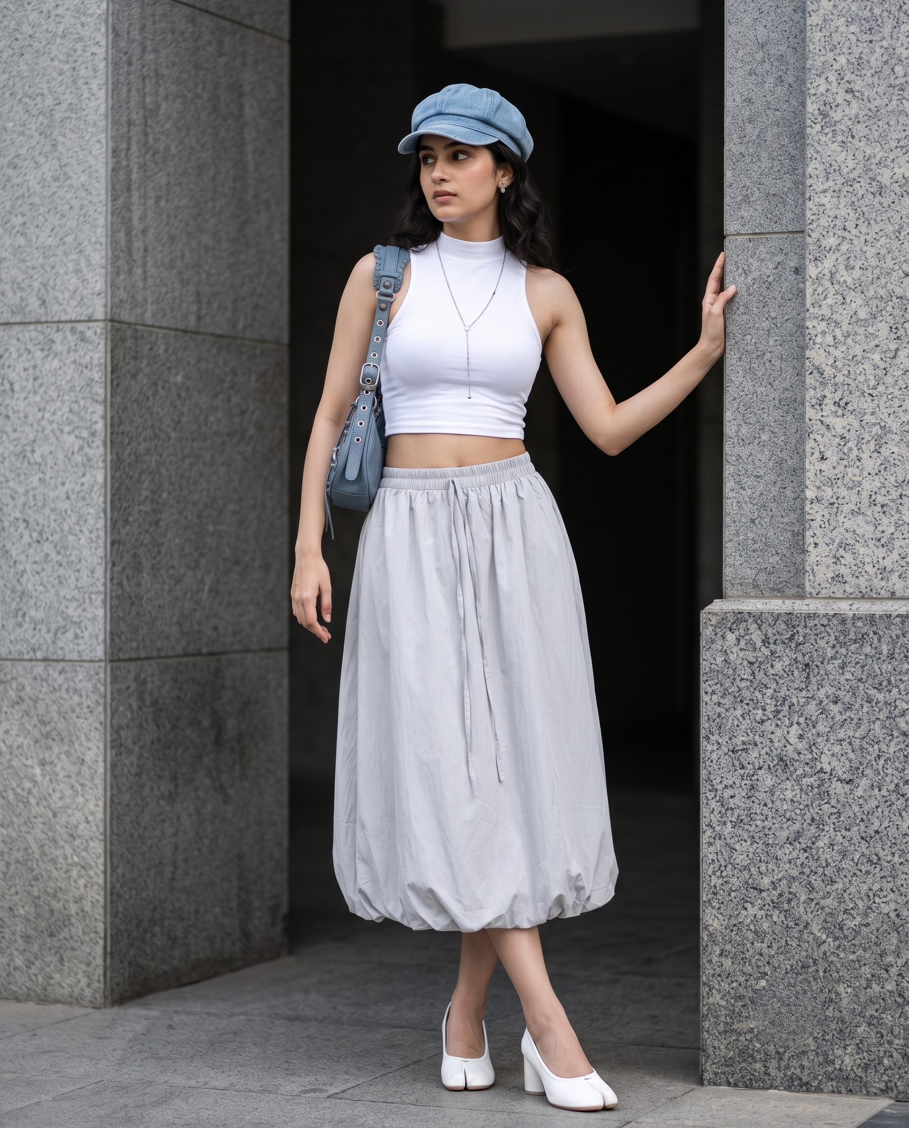 Elara Bubble Skirt – Soft Grey