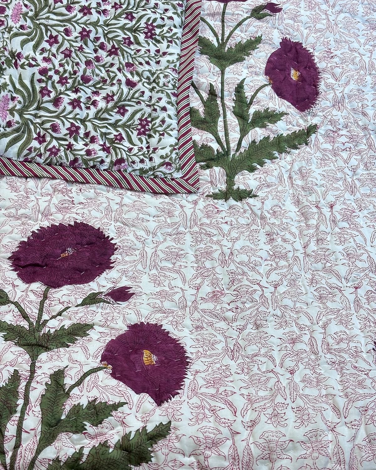 GULMEHER BLUSH PINK HAND BLOCK REVERSIBLE QUILT
