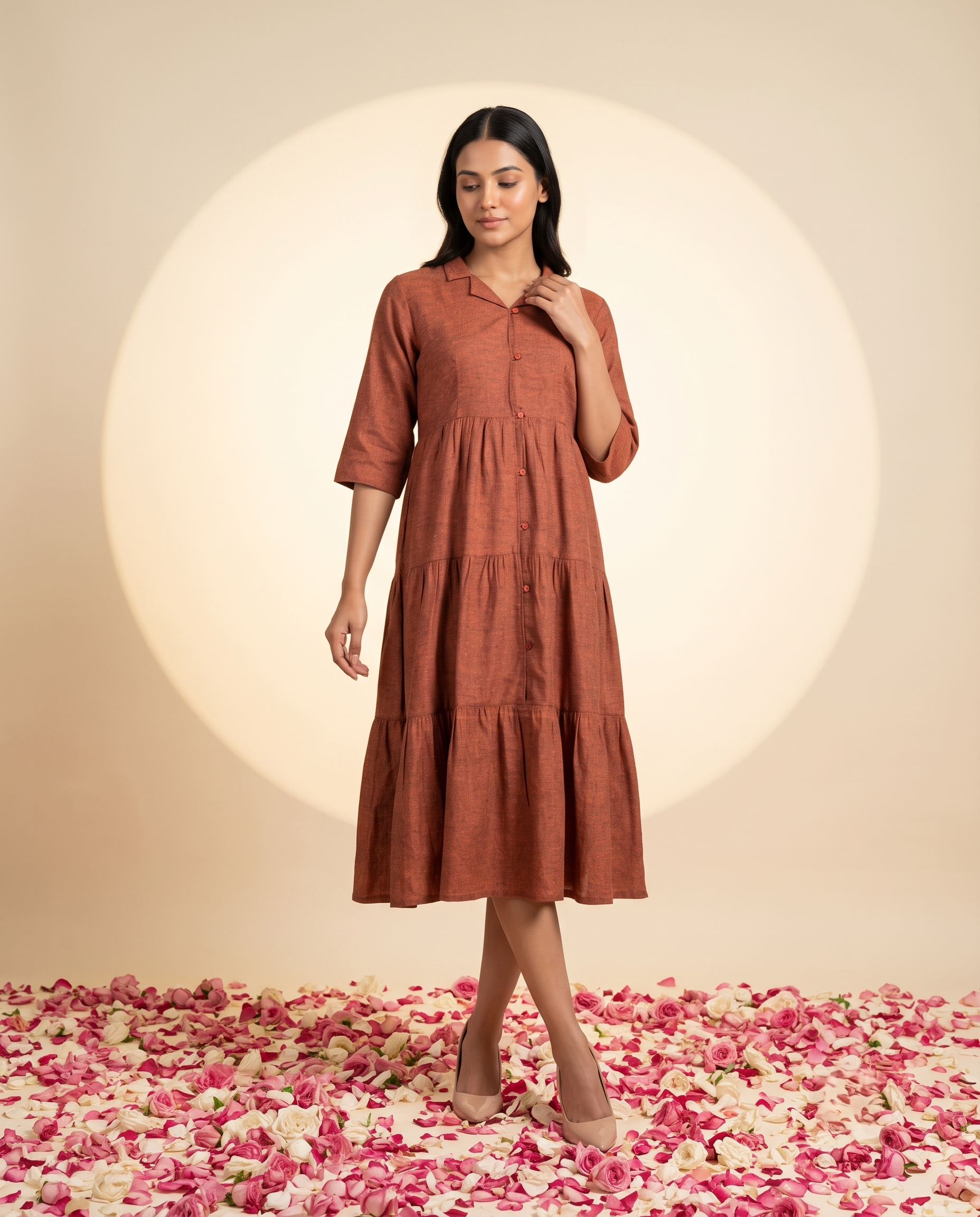 JBK LUXE WINE LINEN DRESS
