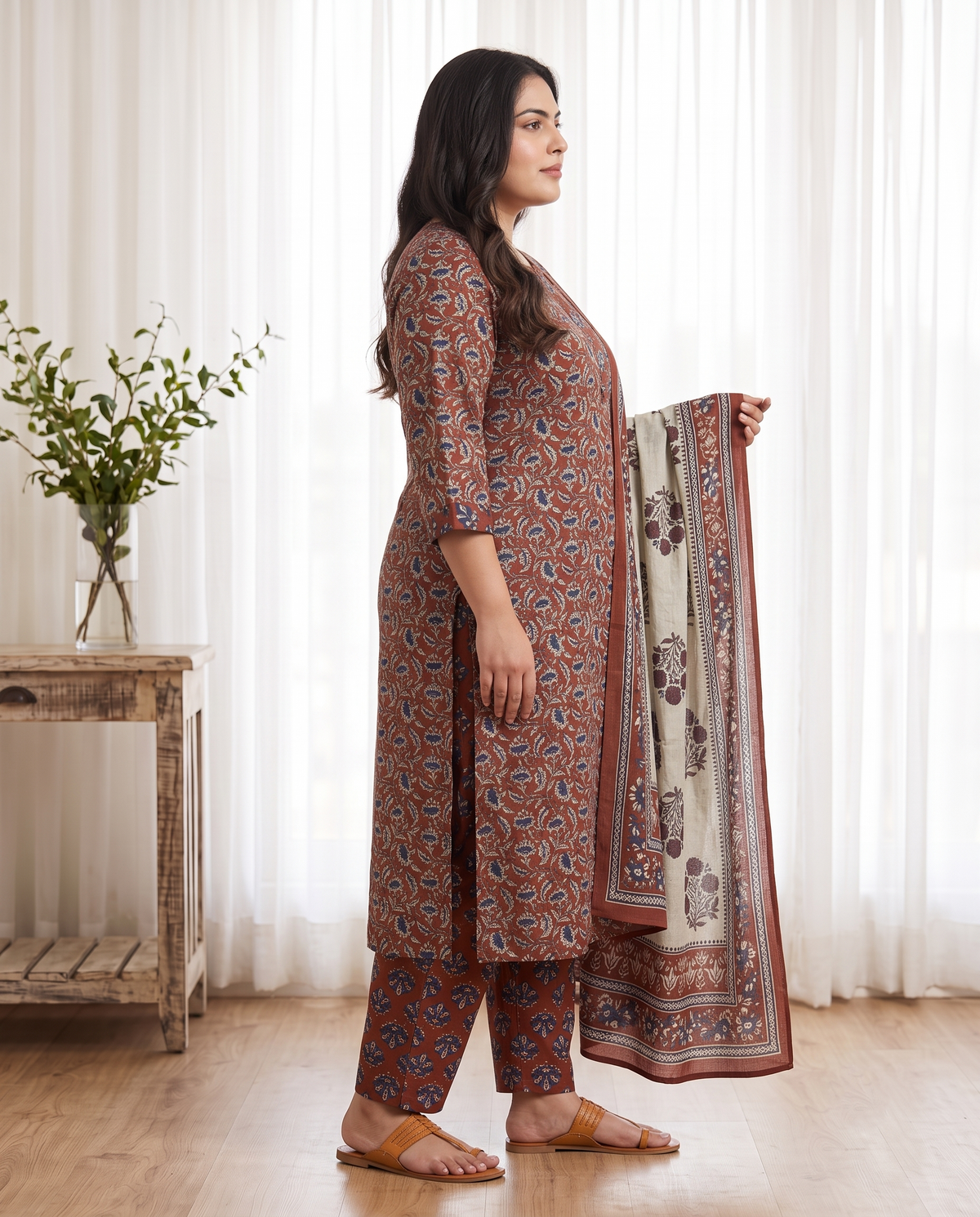 AARVI PRINTED 3 PC SET - RUST