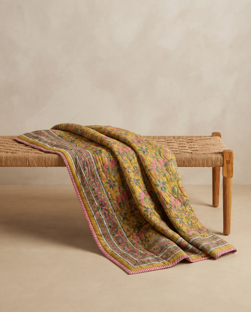 The Mustard Garden Handblock Cotton Reversible Quilt
