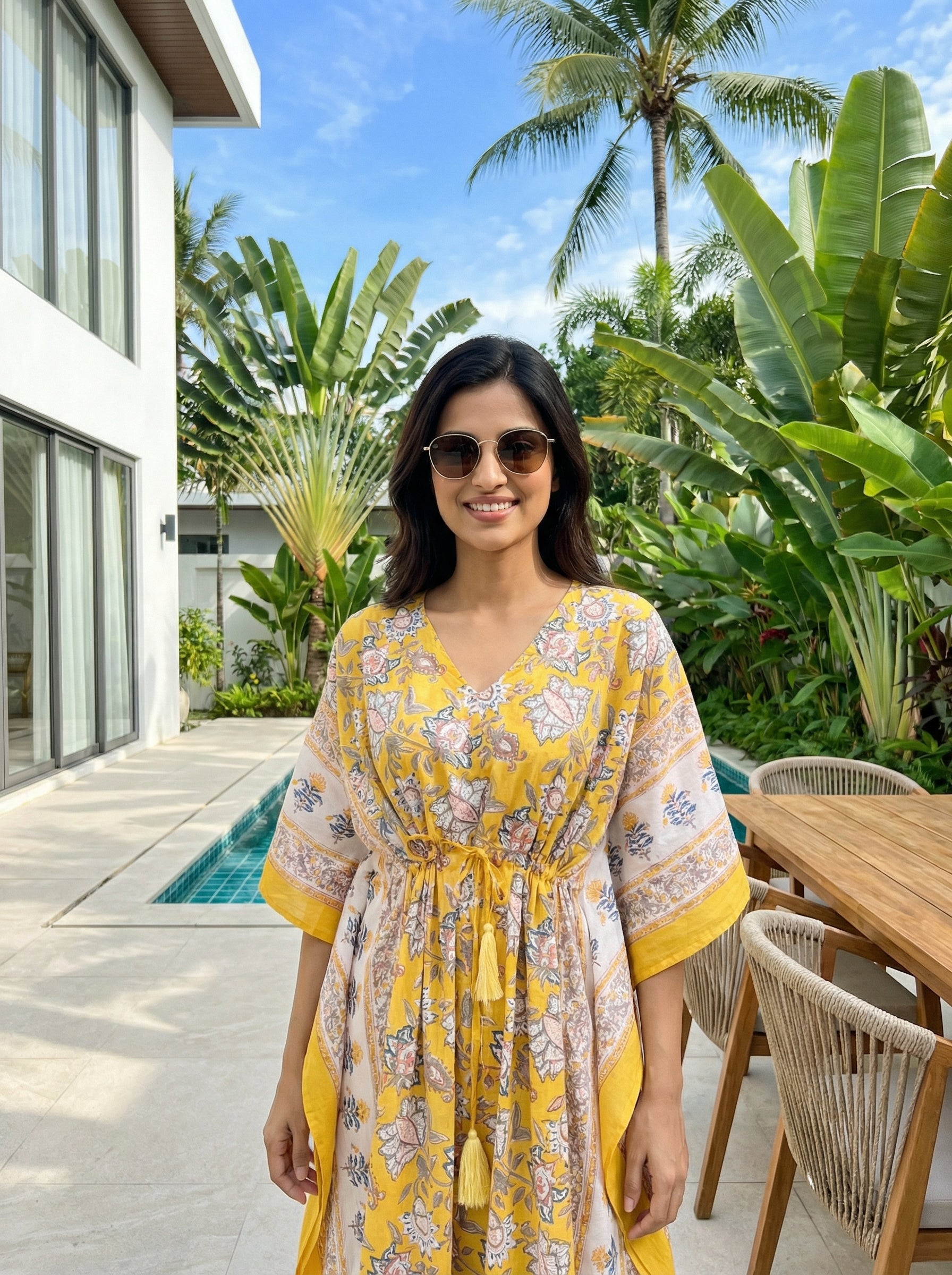 Long Mul Cotton Yellow Kaftan