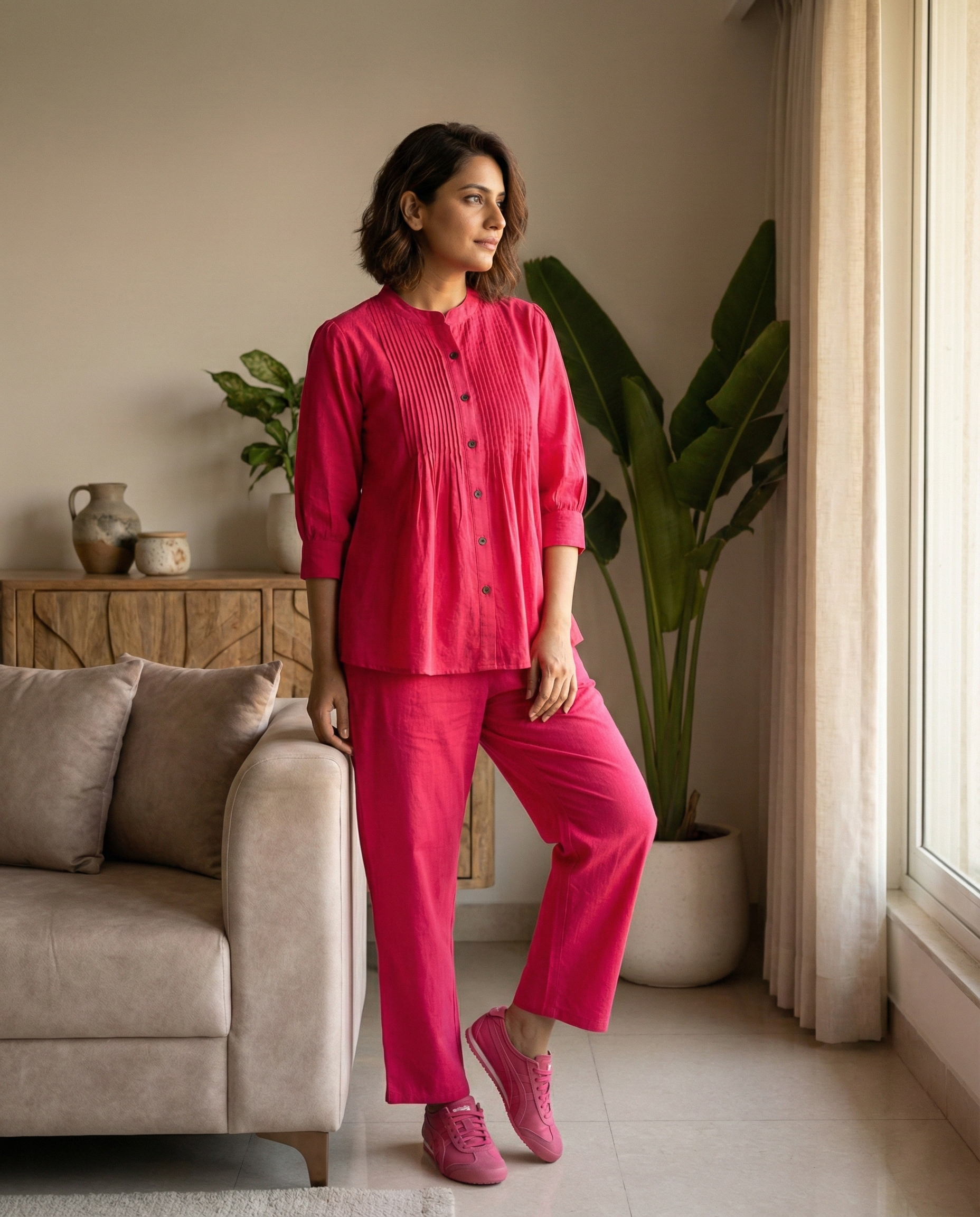 Hot Pink Pintuck Cordset