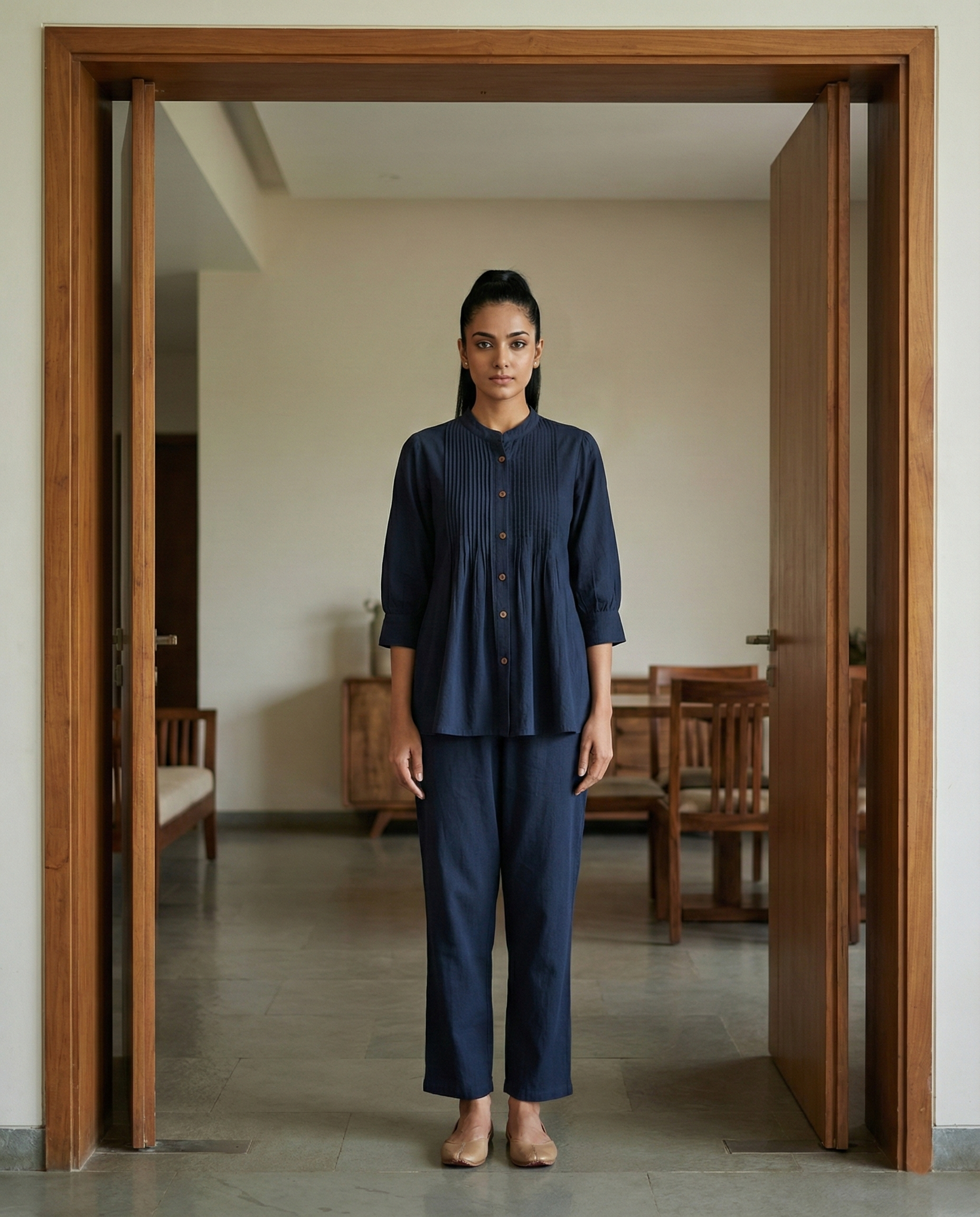 Navy Blue Pintuck Cordset